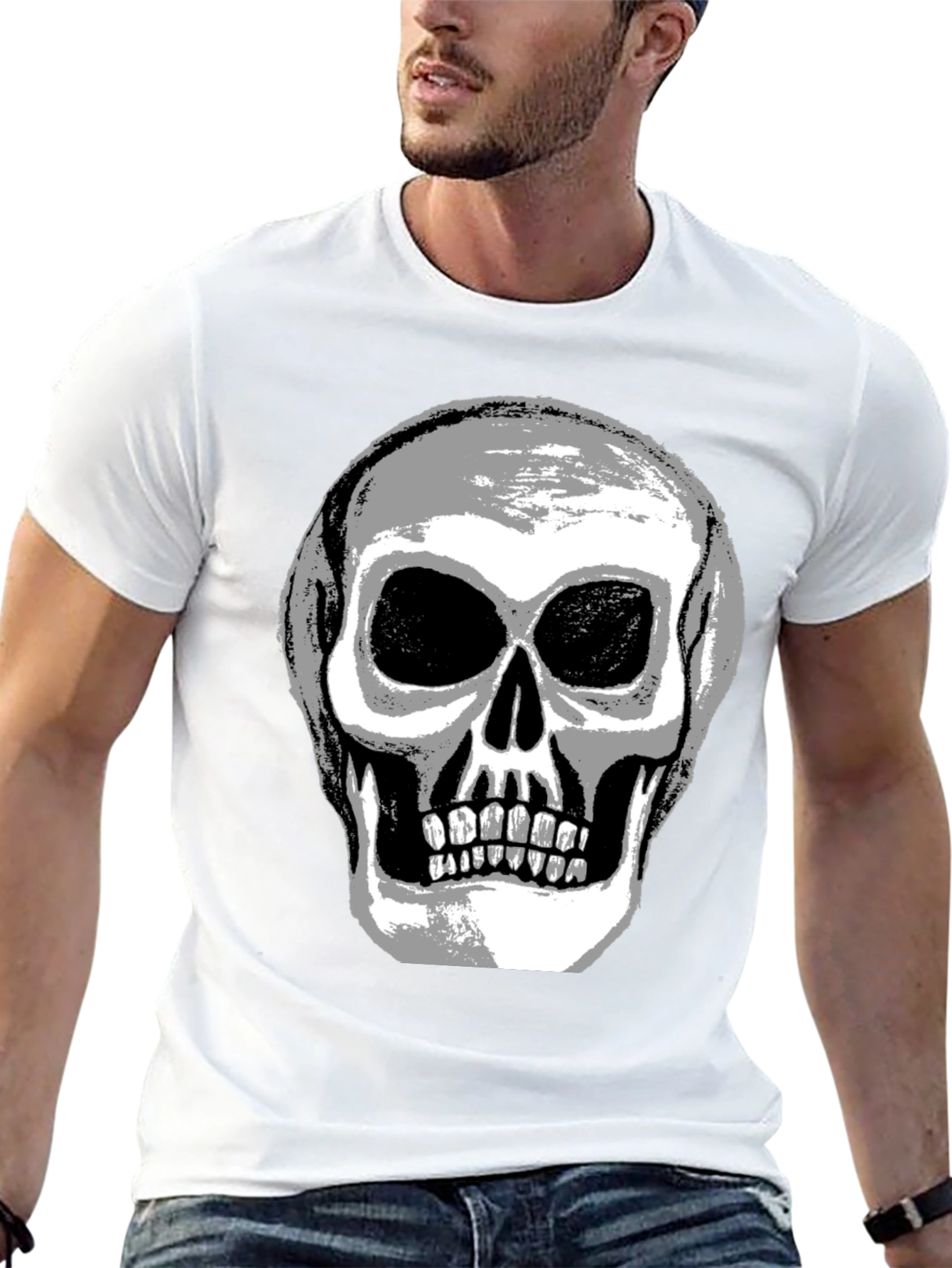 Skull Graphic Tee - Mens Black Cotton T-Shirt