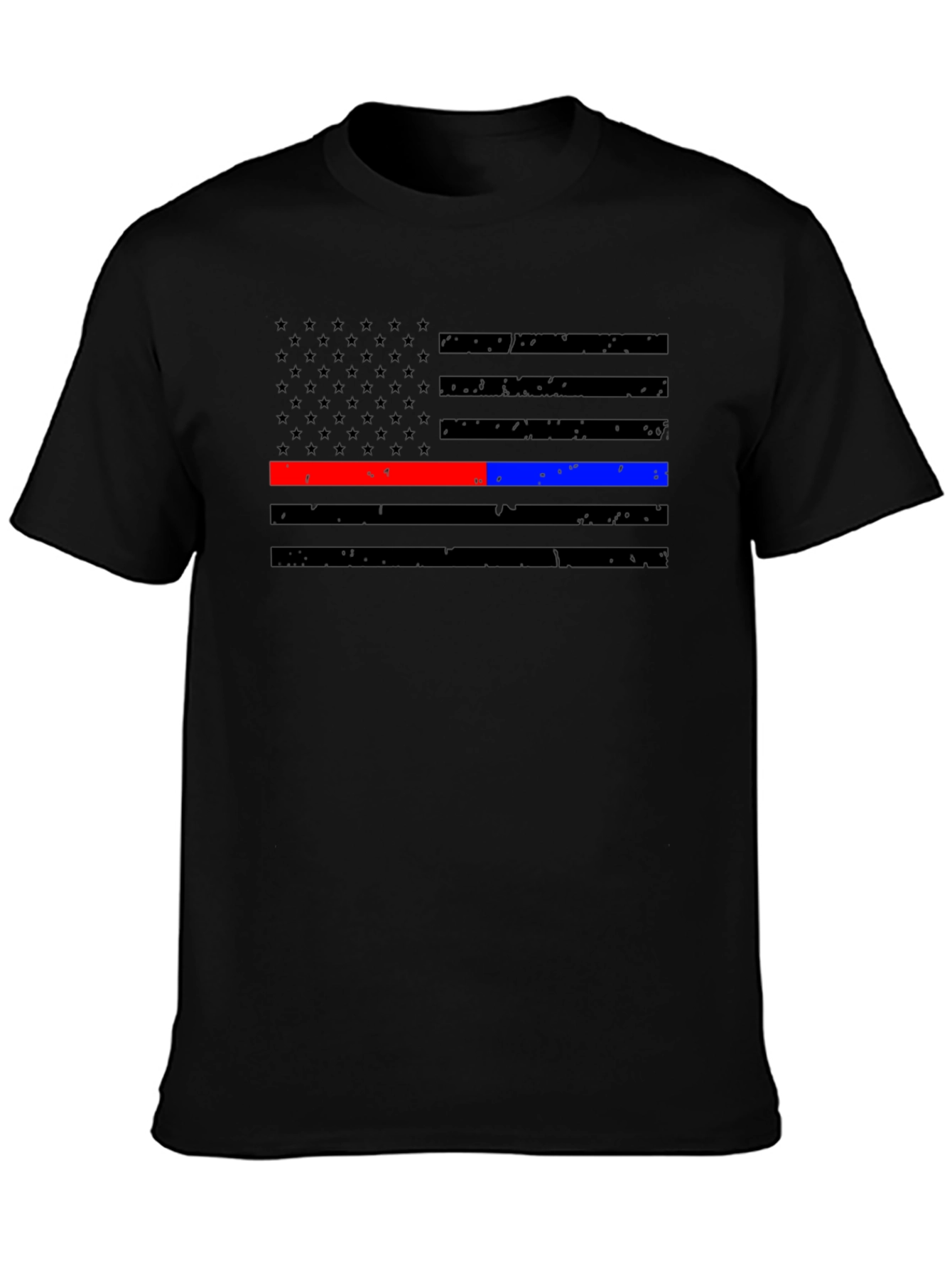 Thin Red Blue Line Flag T-Shirt - Support Fire & Police