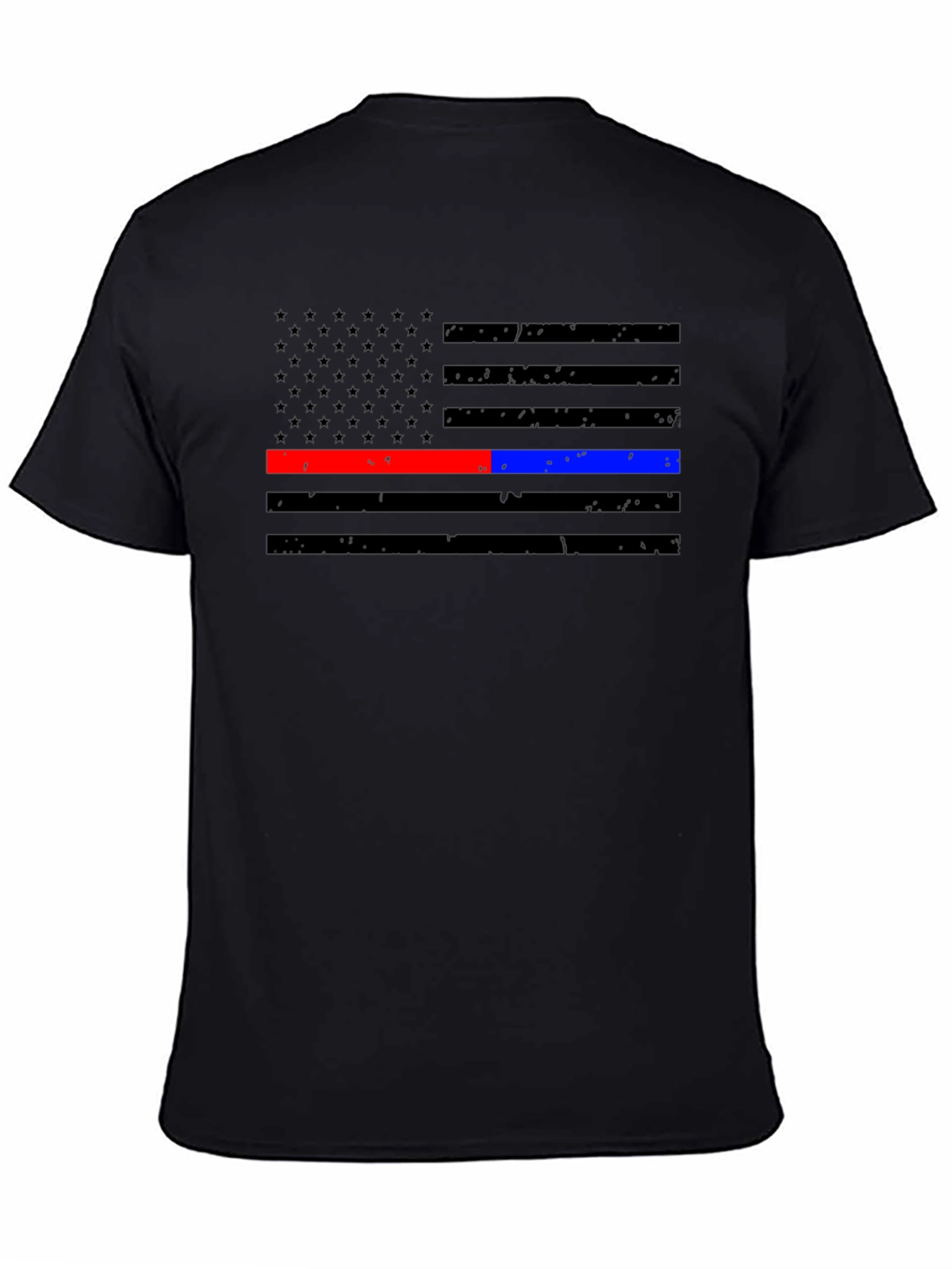 Thin Red Blue Line Flag T-Shirt - Support Fire & Police