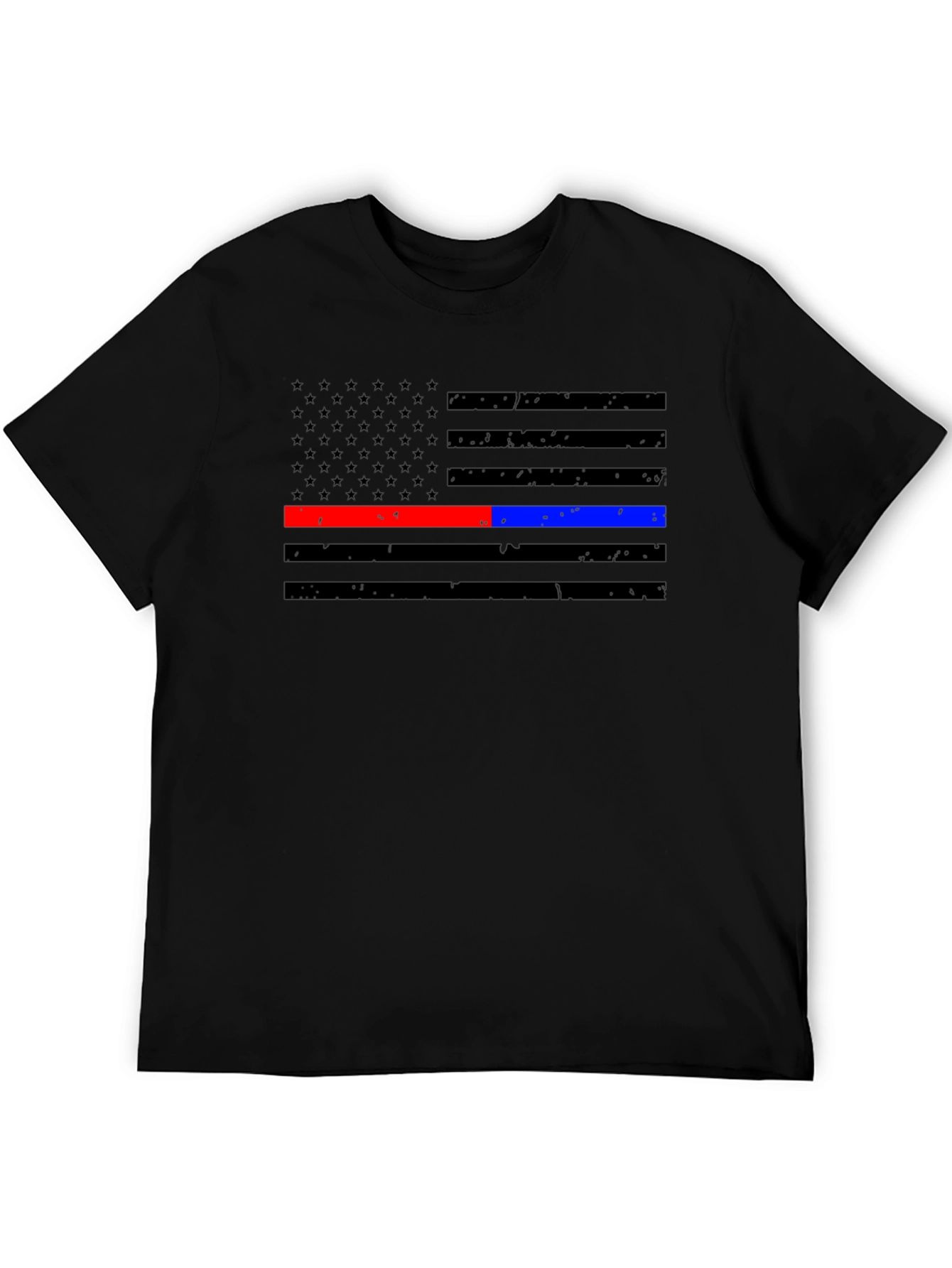 Thin Red Blue Line Flag T-Shirt - Support Fire & Police