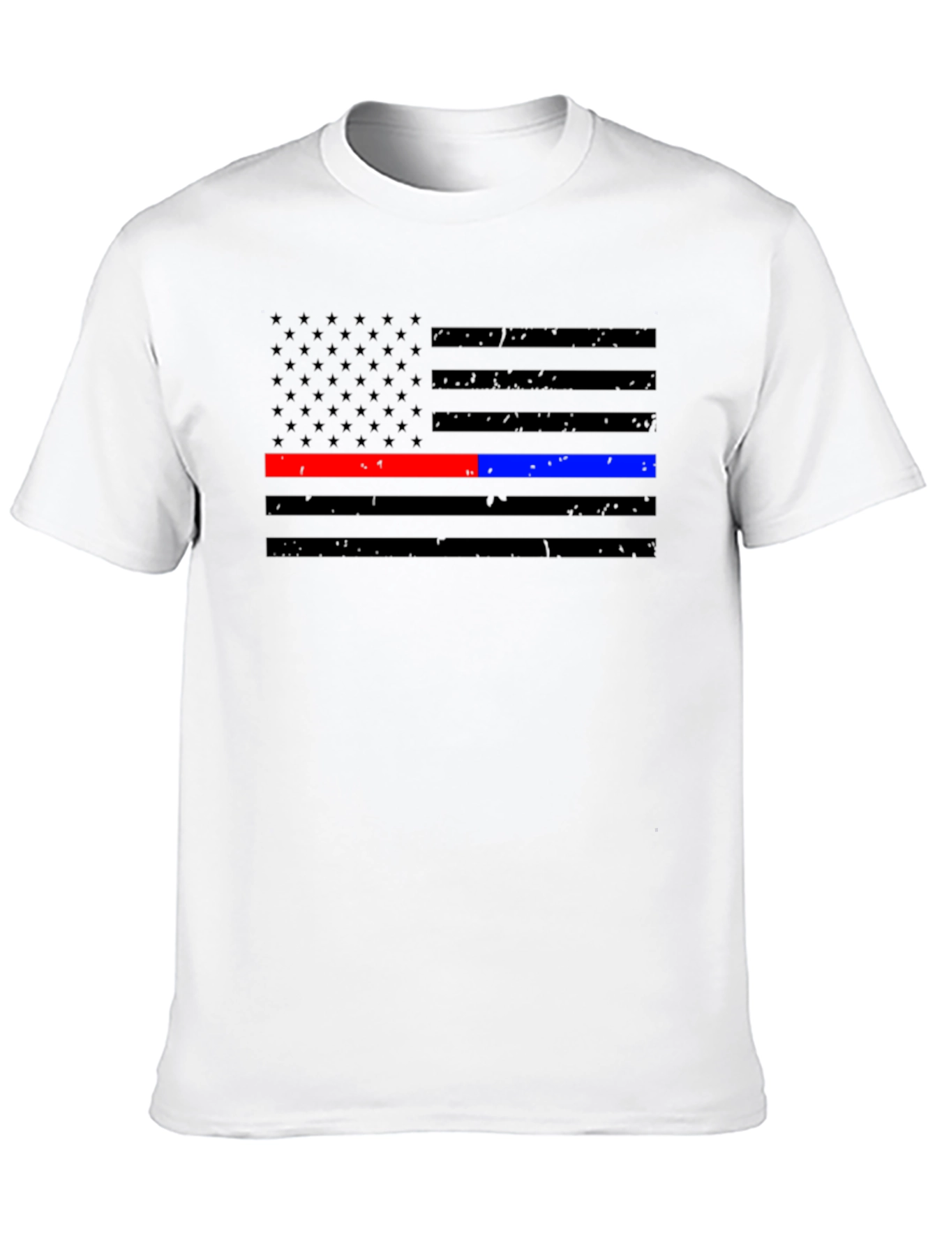 Thin Red Blue Line Flag T-Shirt - Support Fire & Police