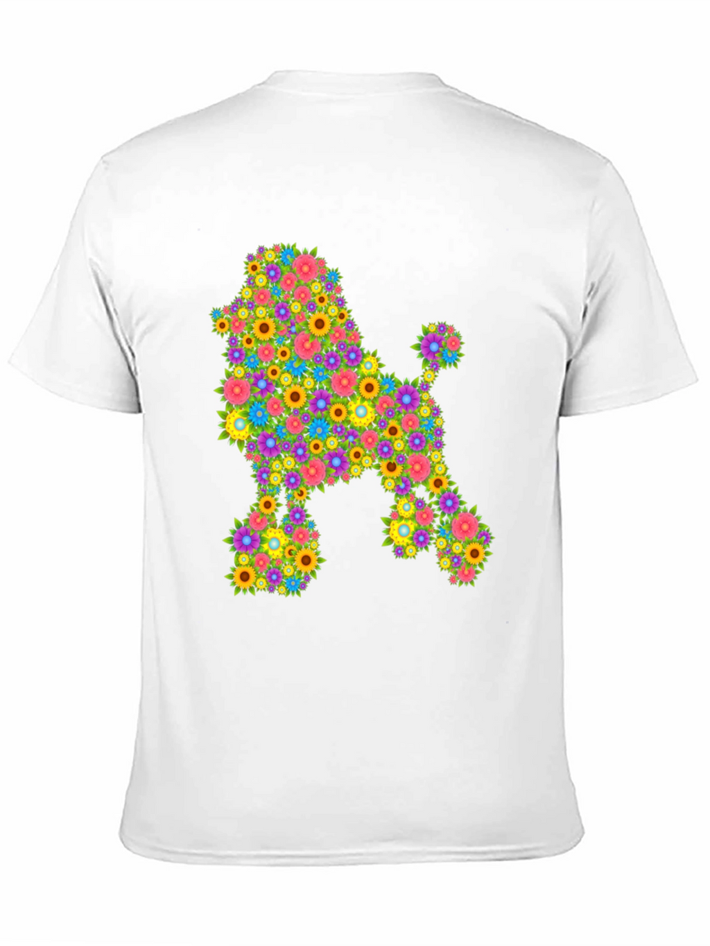 Floral Poodle Graphic Tee - Black Cotton Blend