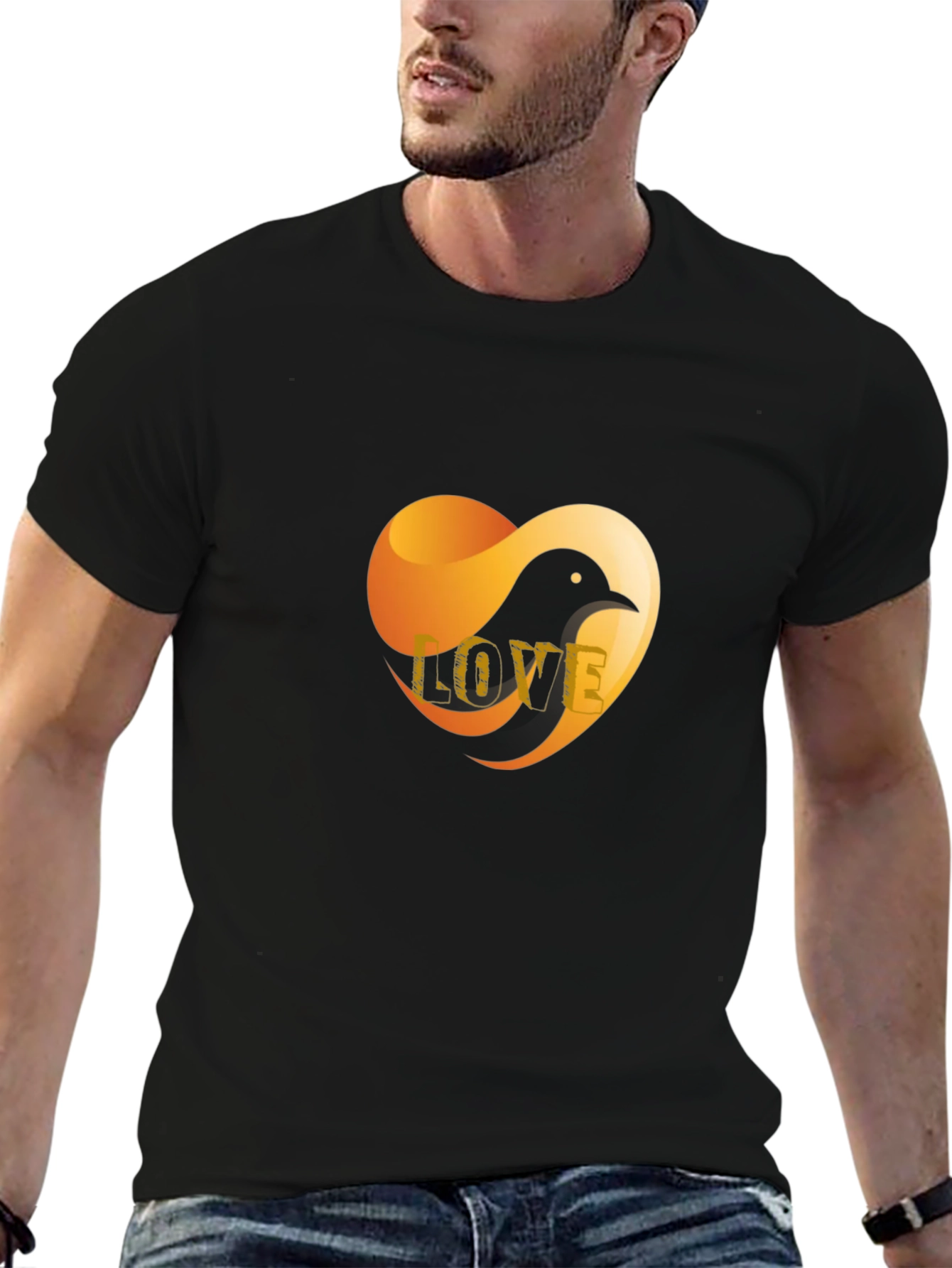 Love Bird Graphic T-Shirt - Stylish Black Tee