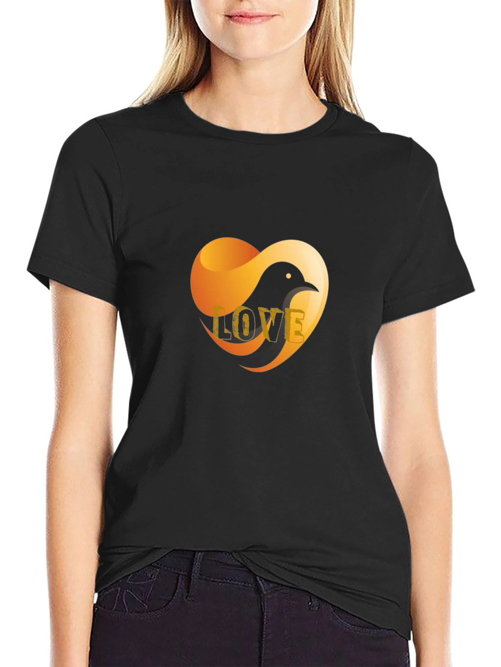 Love Bird Graphic T-Shirt - Stylish Black Tee