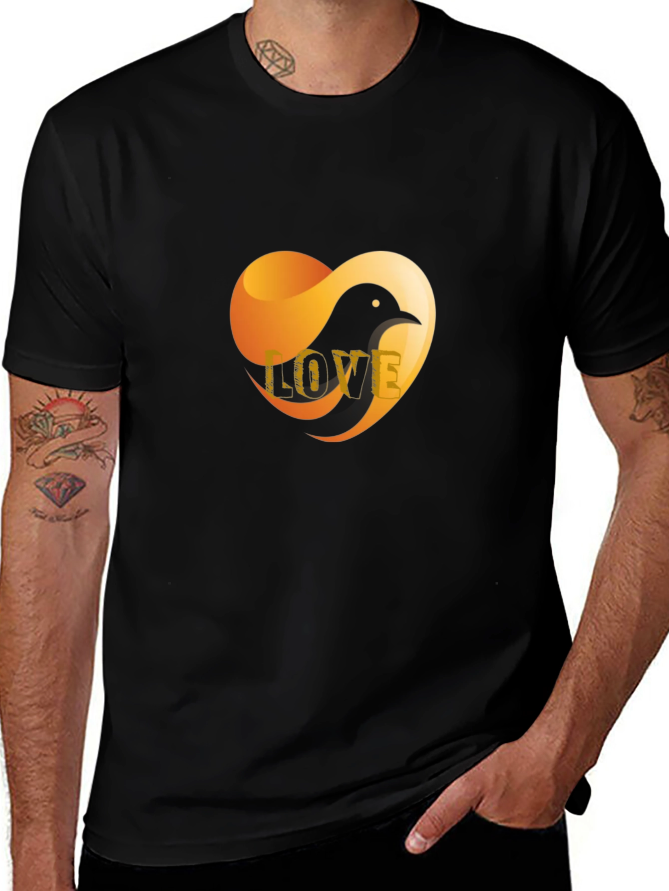 Love Bird Graphic T-Shirt - Stylish Black Tee