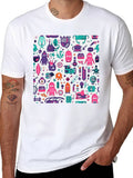 Funky Robot Print Black T-Shirt