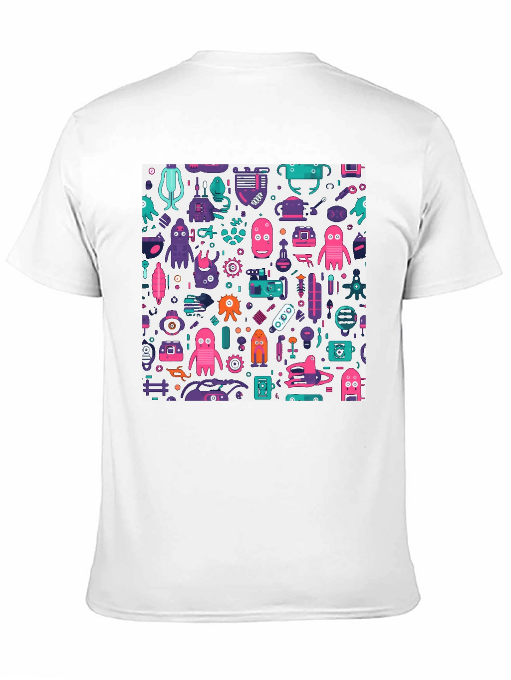 Funky Robot Print Black T-Shirt