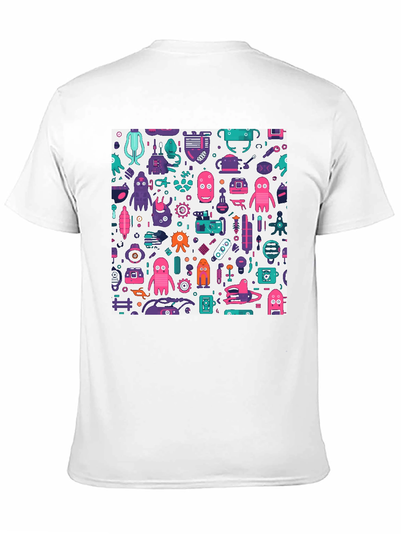 Funky Robot Print Black T-Shirt