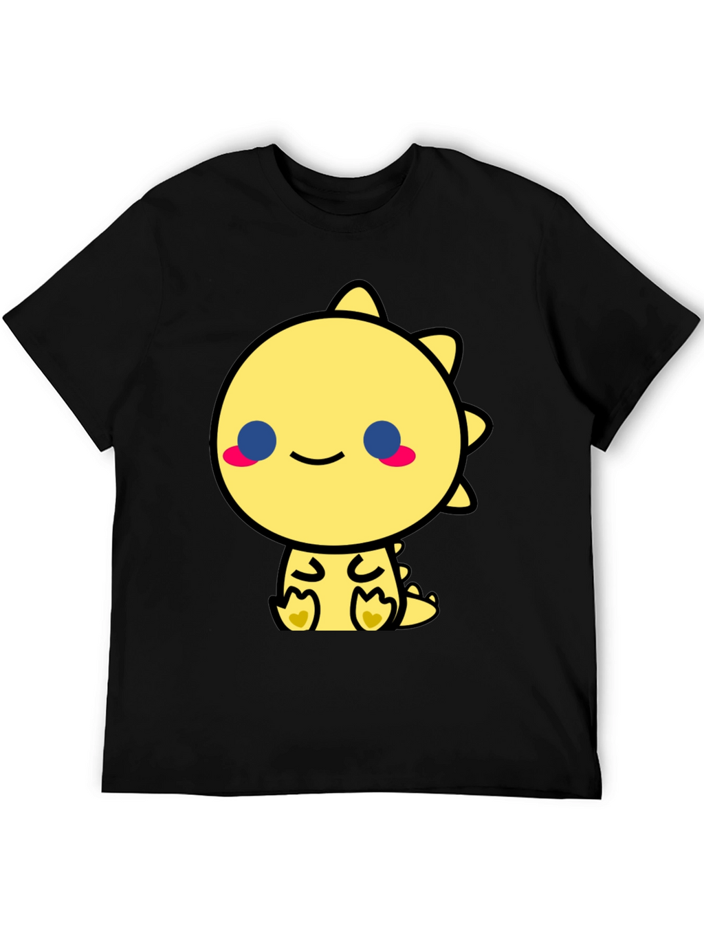 Cute Kawaii Dinosaur Graphic Tee - Black