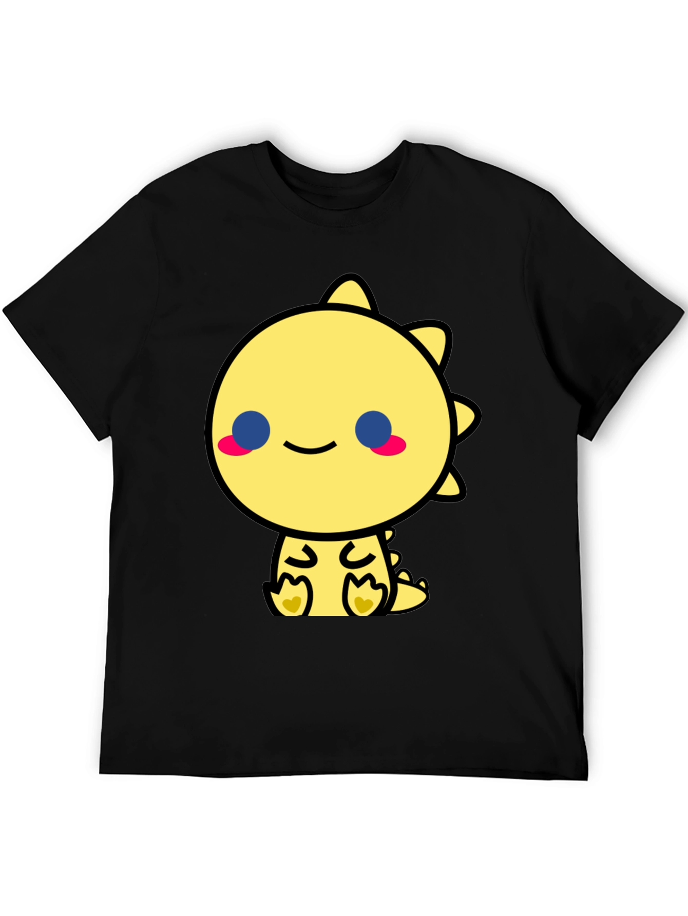 Cute Kawaii Dinosaur Graphic Tee - Black