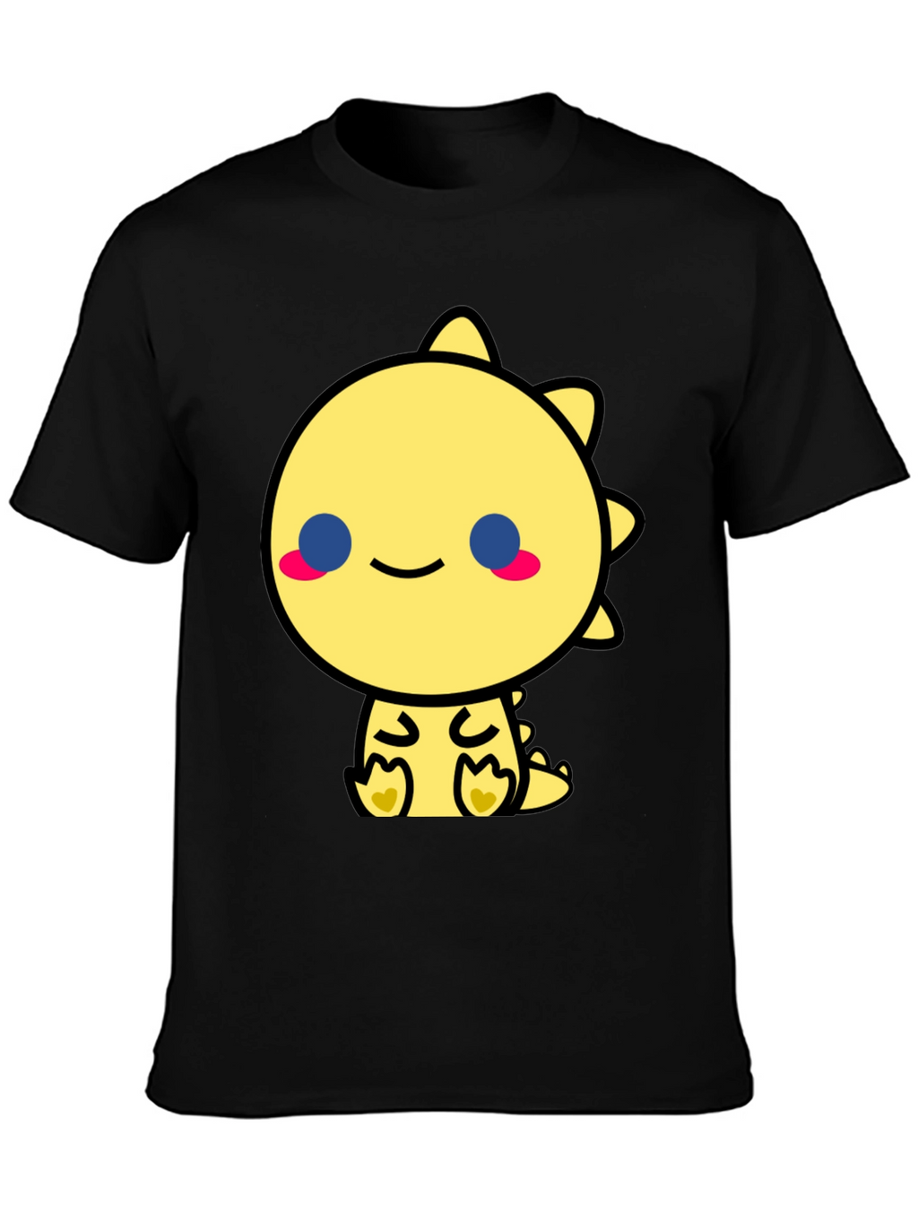 Cute Kawaii Dinosaur Graphic Tee - Black