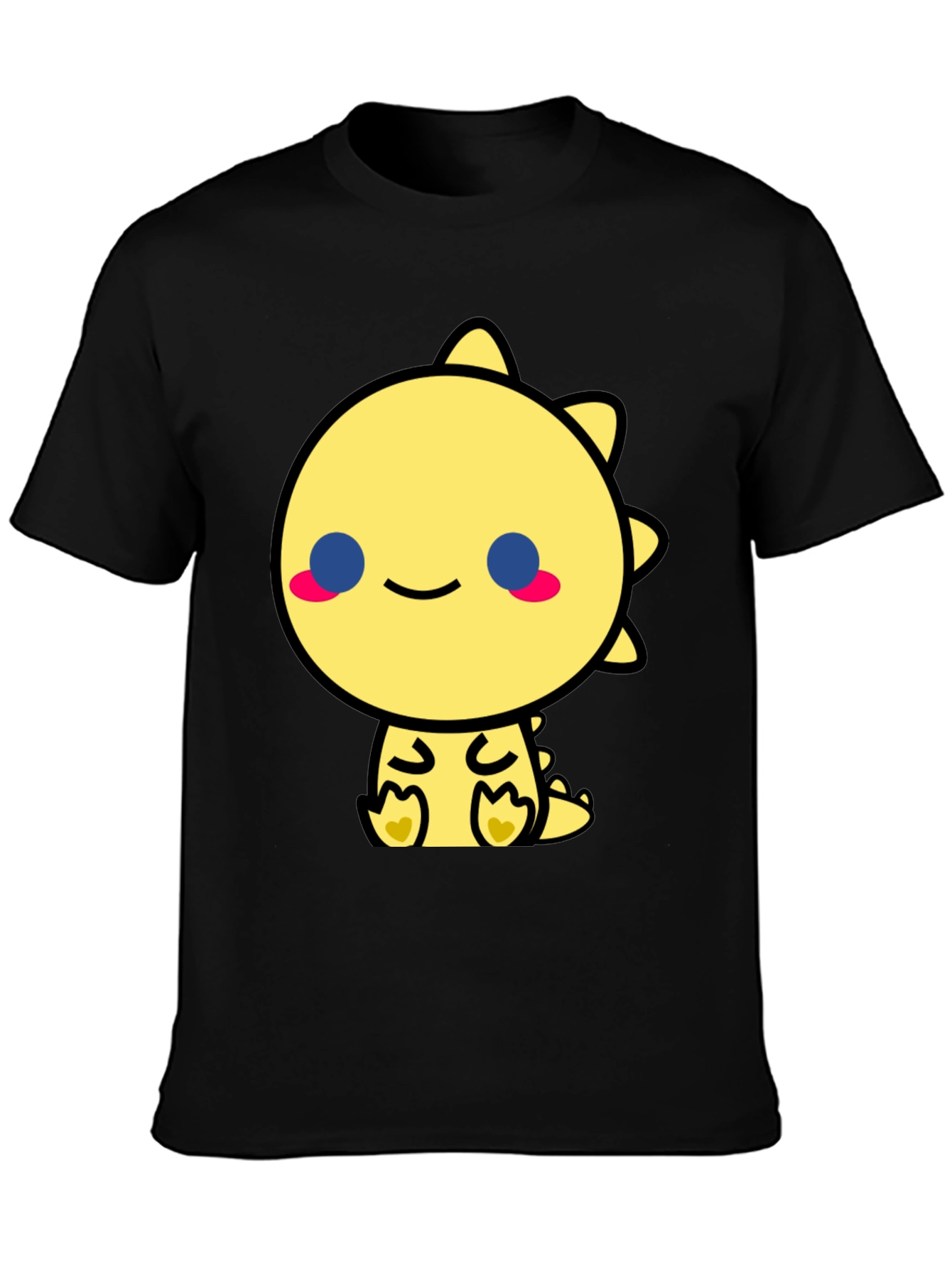 Cute Kawaii Dinosaur Graphic Tee - Black