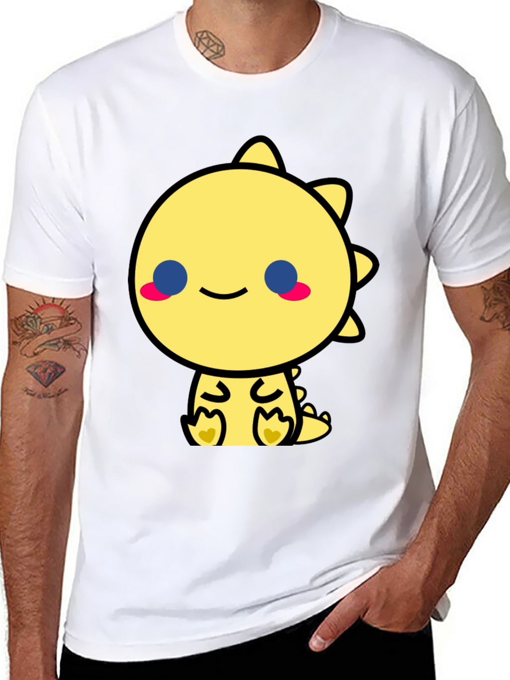 Cute Kawaii Dinosaur Graphic Tee - Black