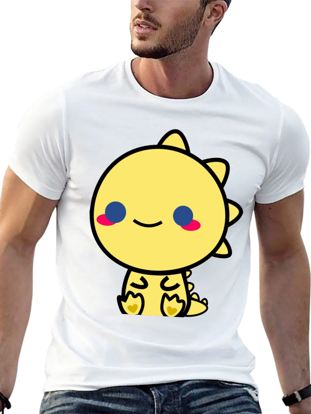 Cute Kawaii Dinosaur Graphic Tee - Black