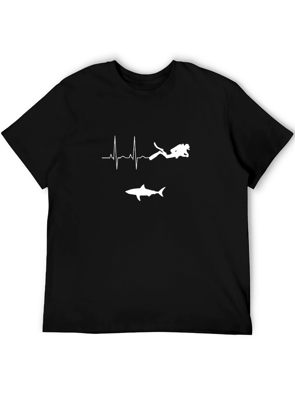 Diver Heartbeat Shark Graphic T-Shirt