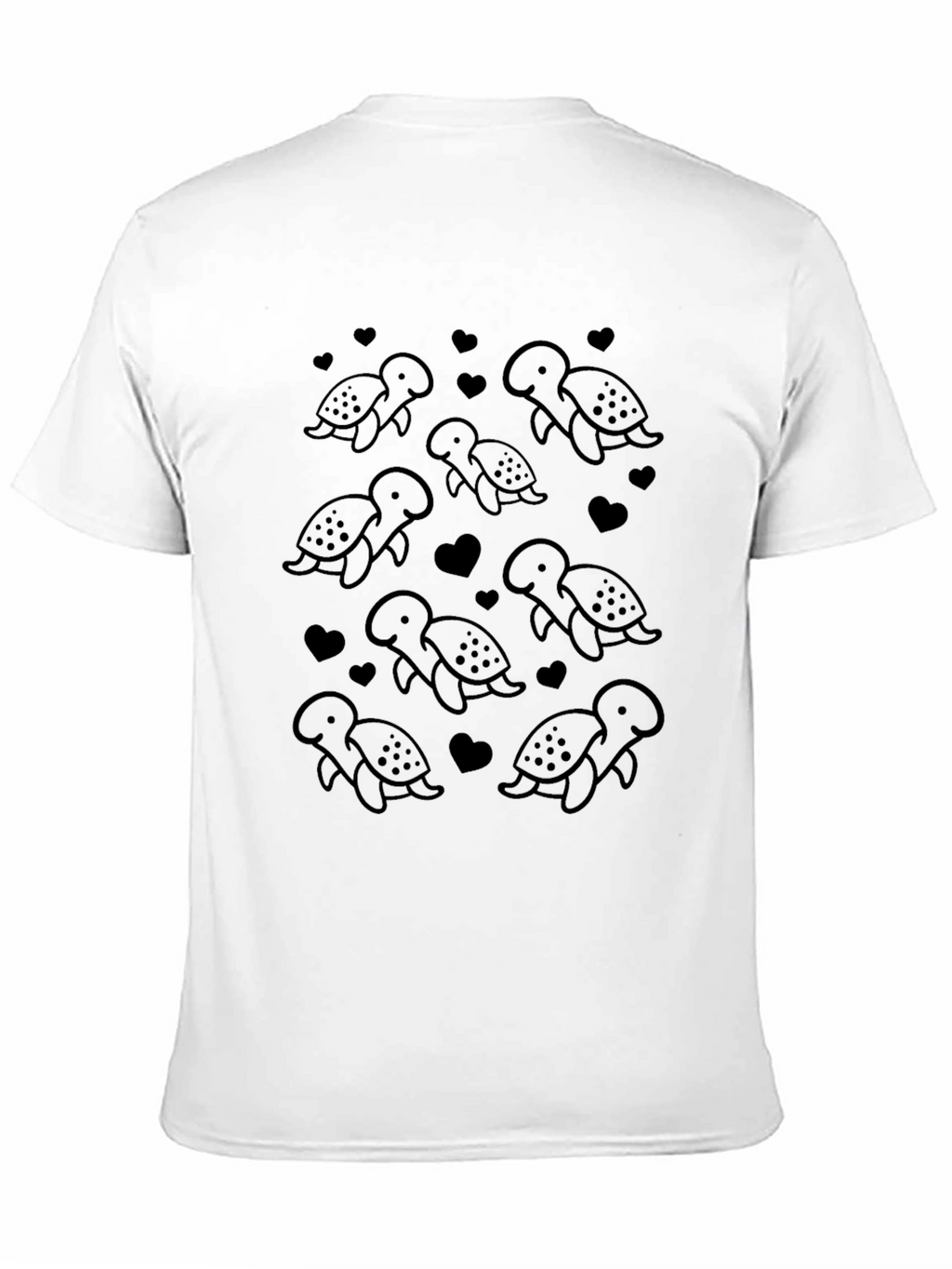 Cute Turtle Pattern Black T-Shirt