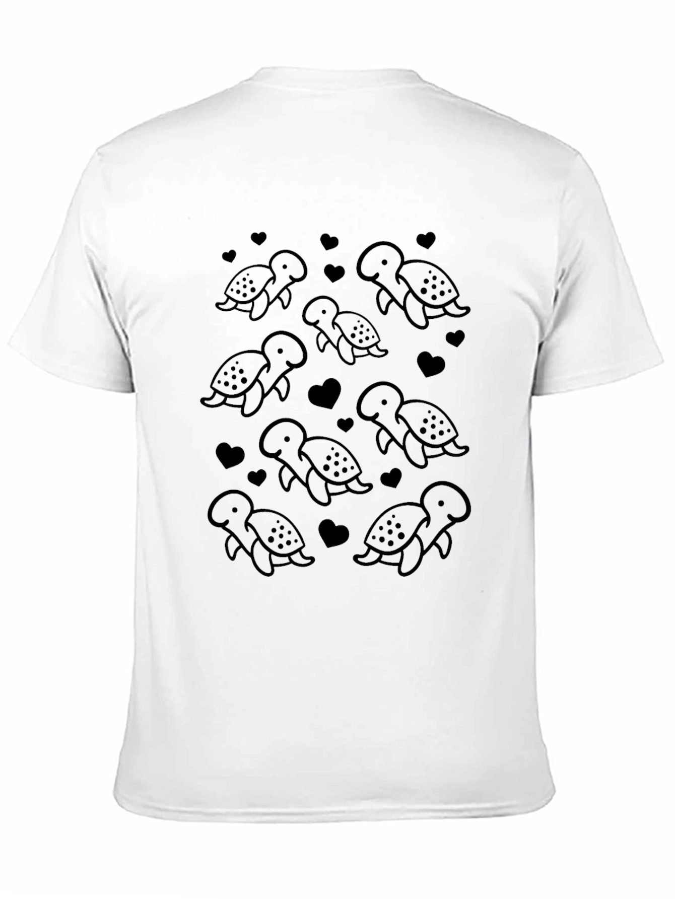 Cute Turtle Pattern Black T-Shirt
