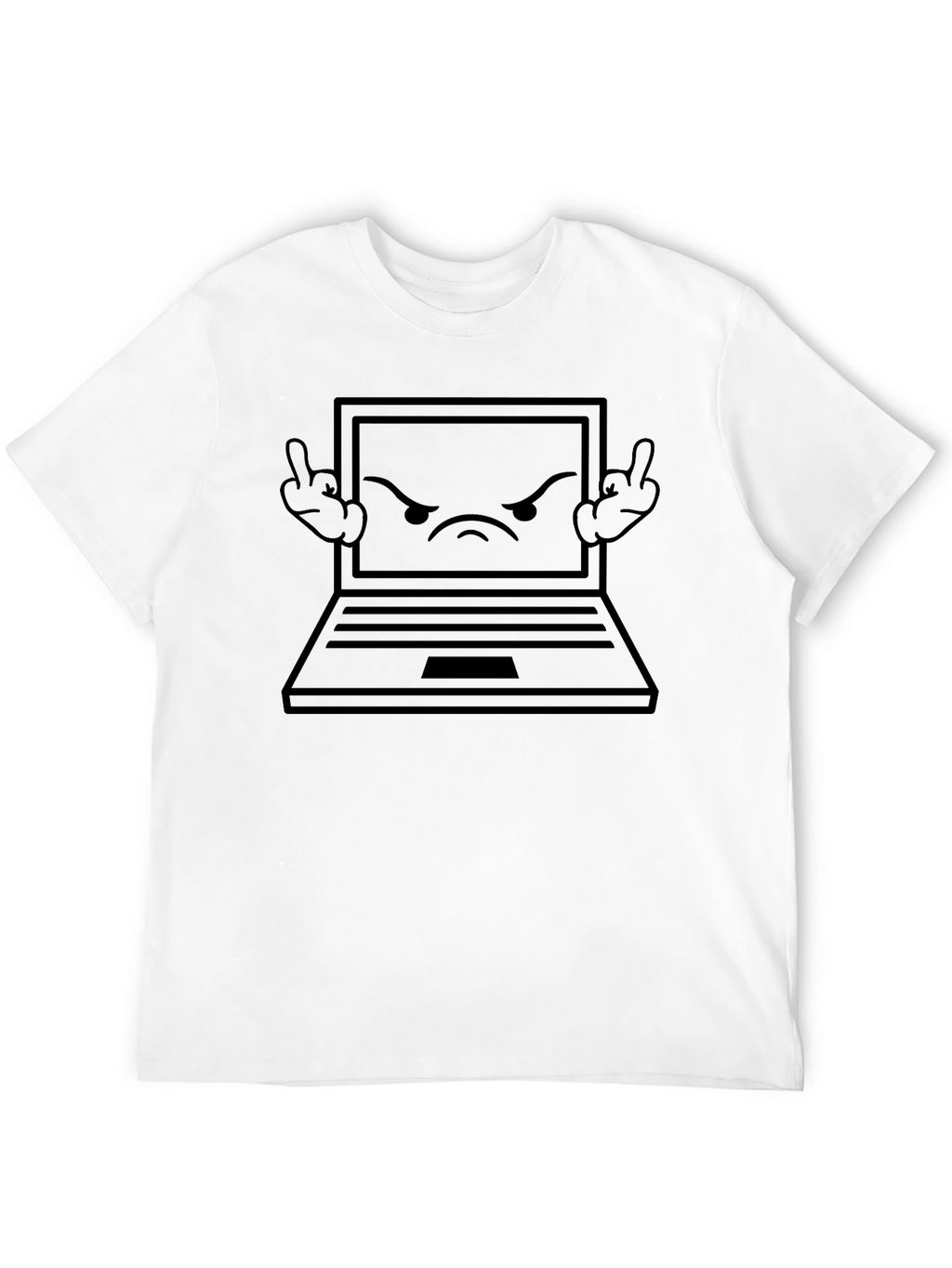 Angry Laptop Graphic Tee - Black