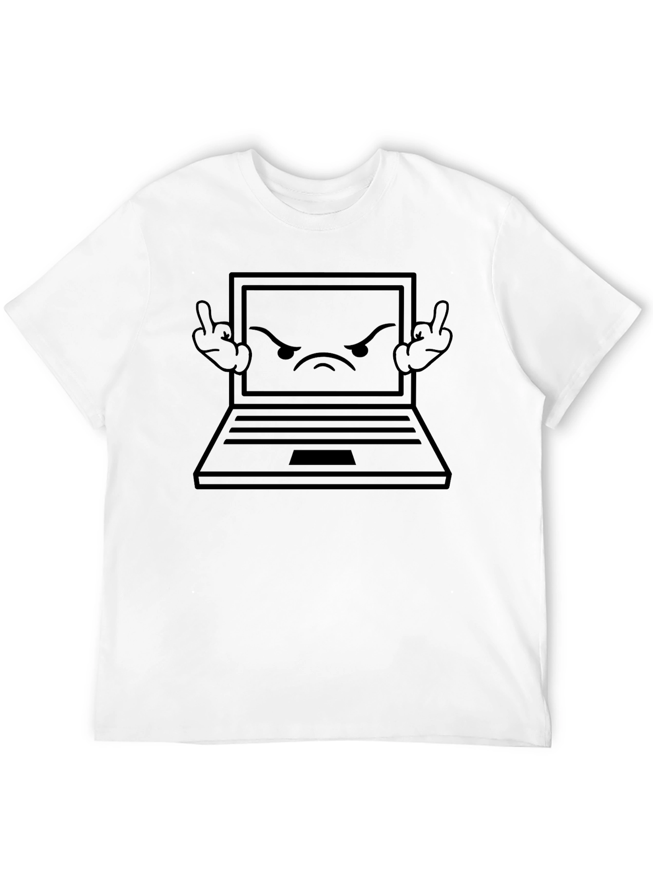 Angry Laptop Graphic Tee - Black