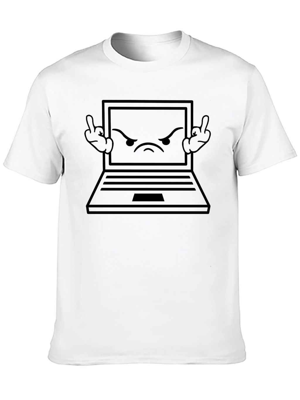Angry Laptop Graphic Tee - Black