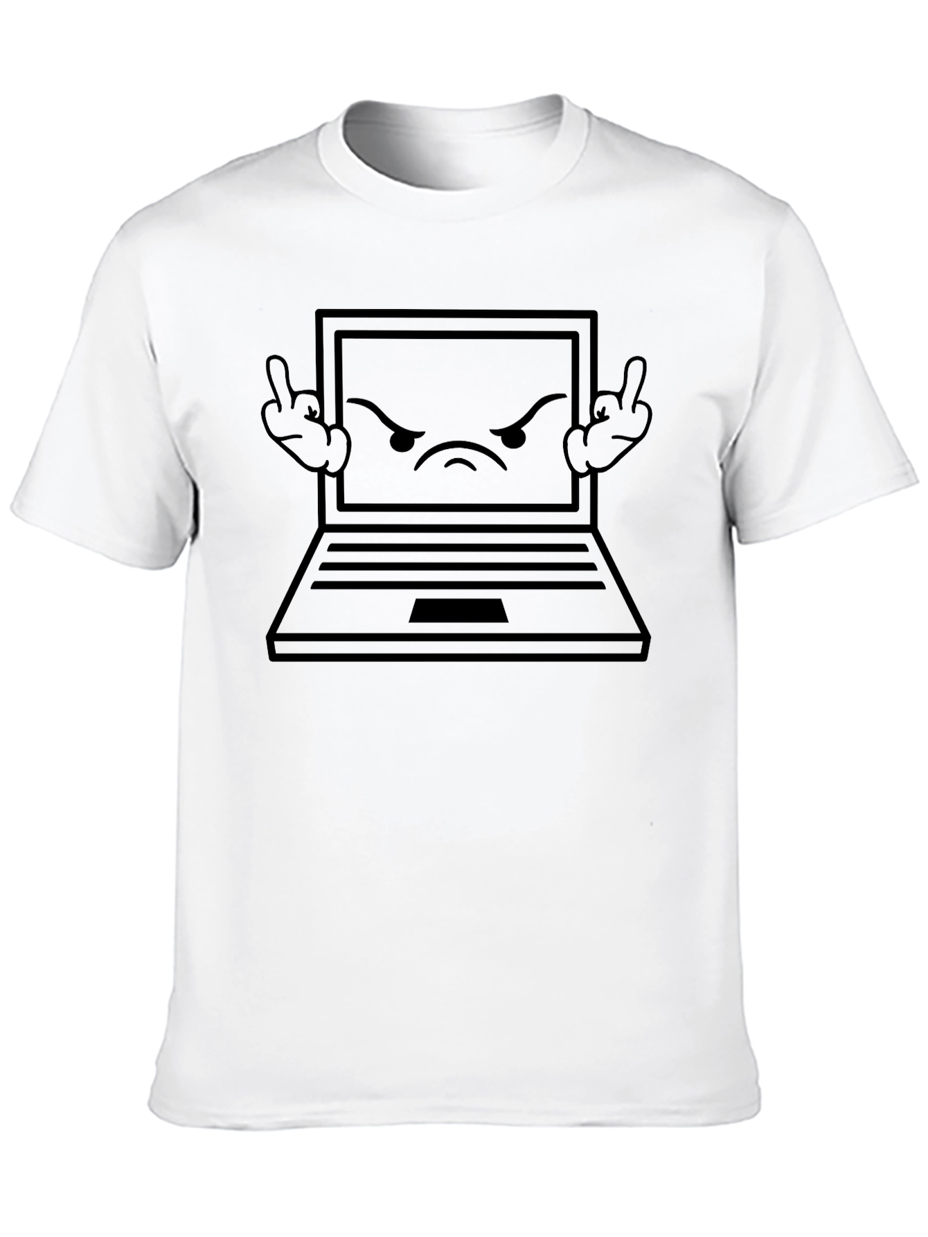 Angry Laptop Graphic Tee - Black