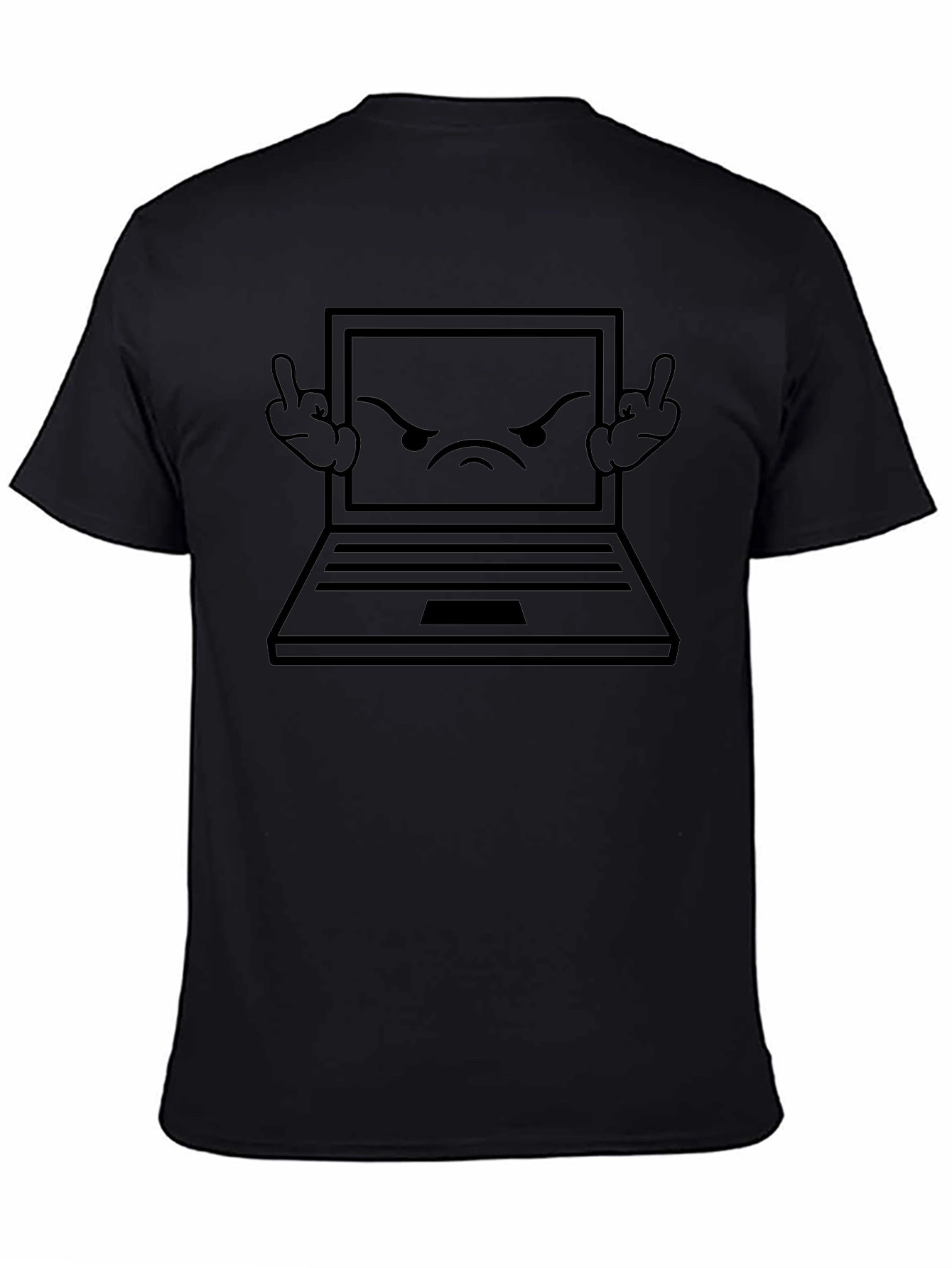 Angry Laptop Graphic Tee - Black