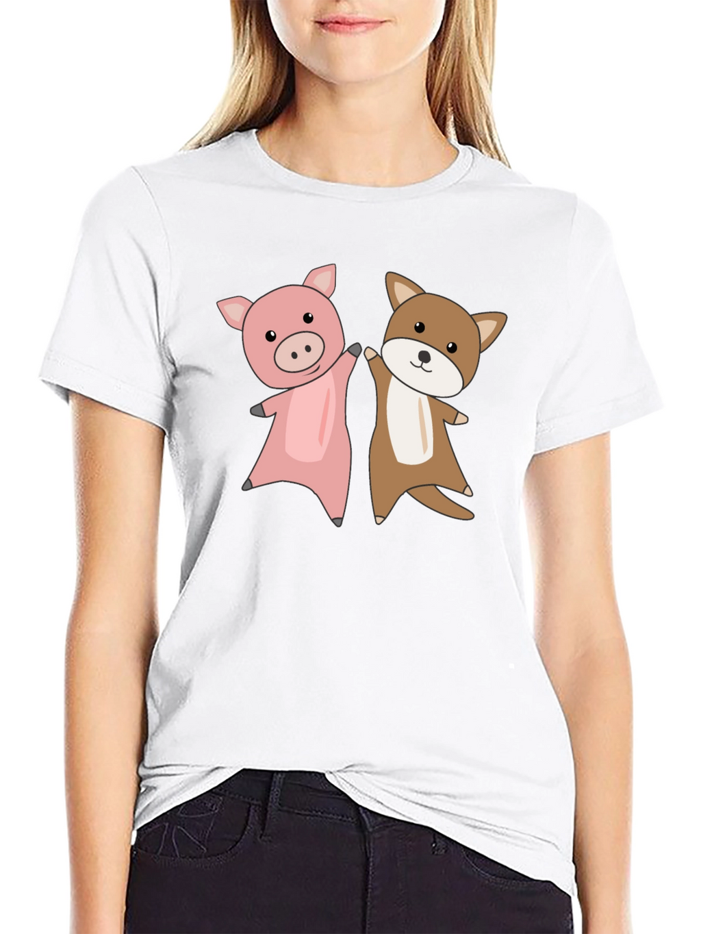 Pig and Dog Cartoon T-Shirt