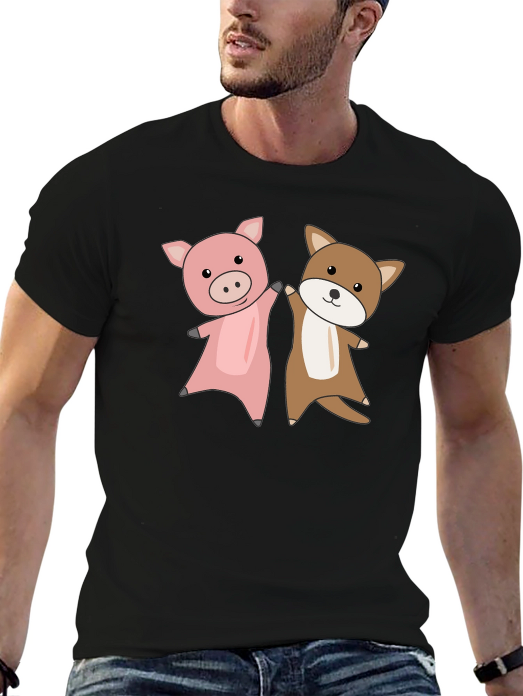 Pig and Dog Cartoon T-Shirt