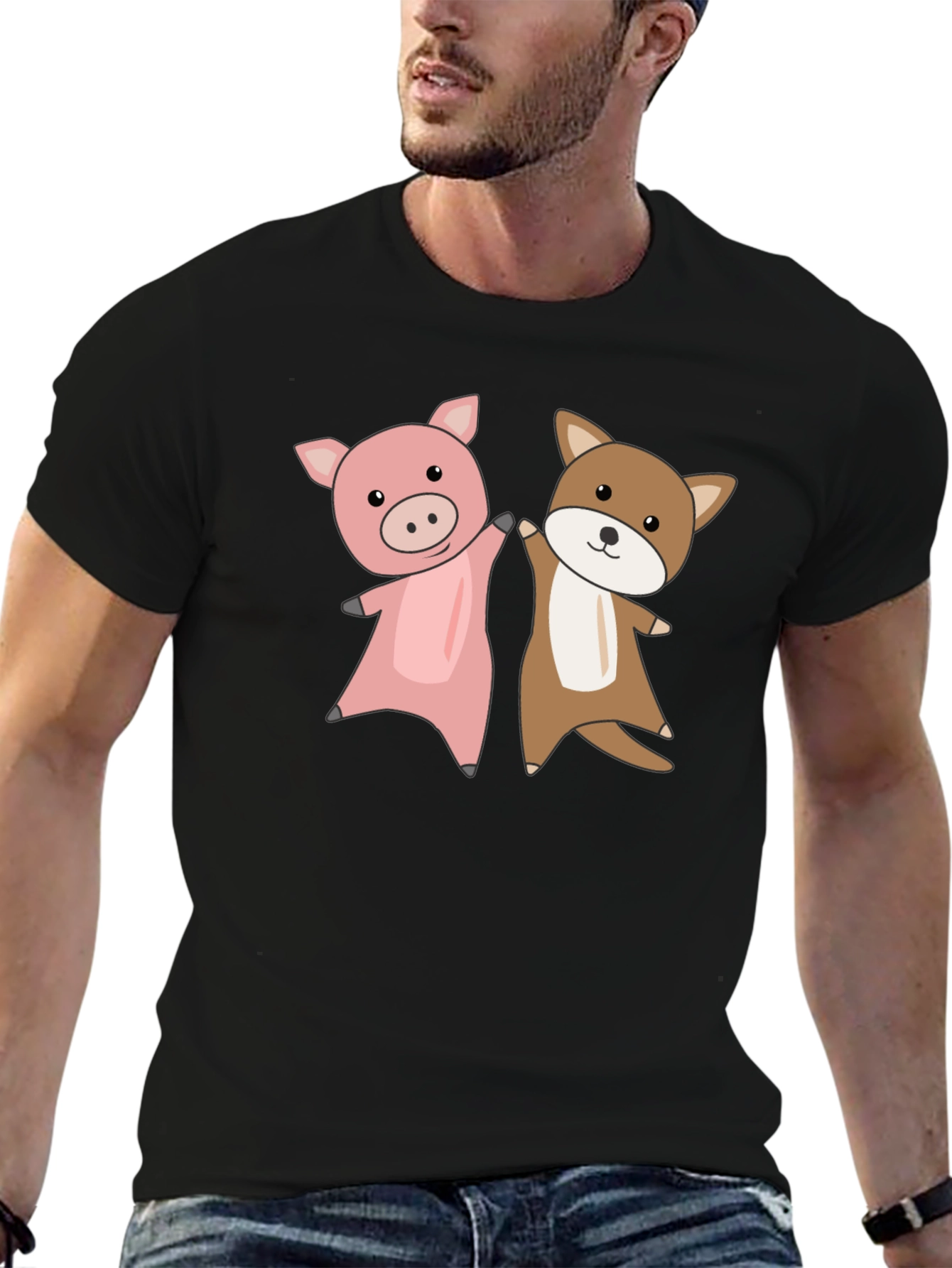 Pig and Dog Cartoon T-Shirt