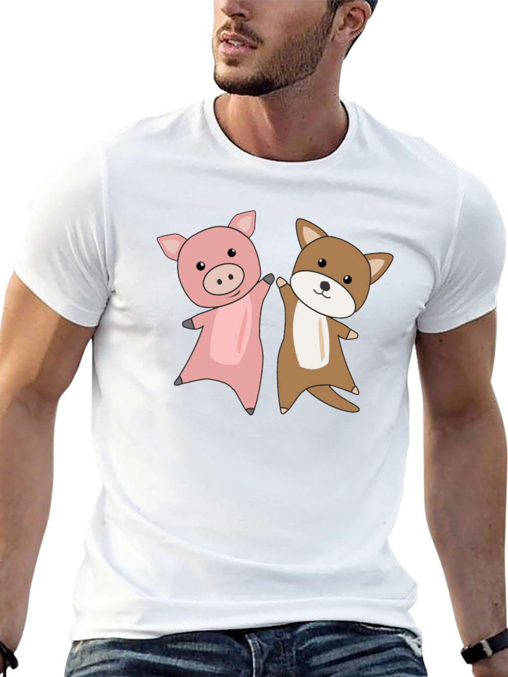 Pig and Dog Cartoon T-Shirt