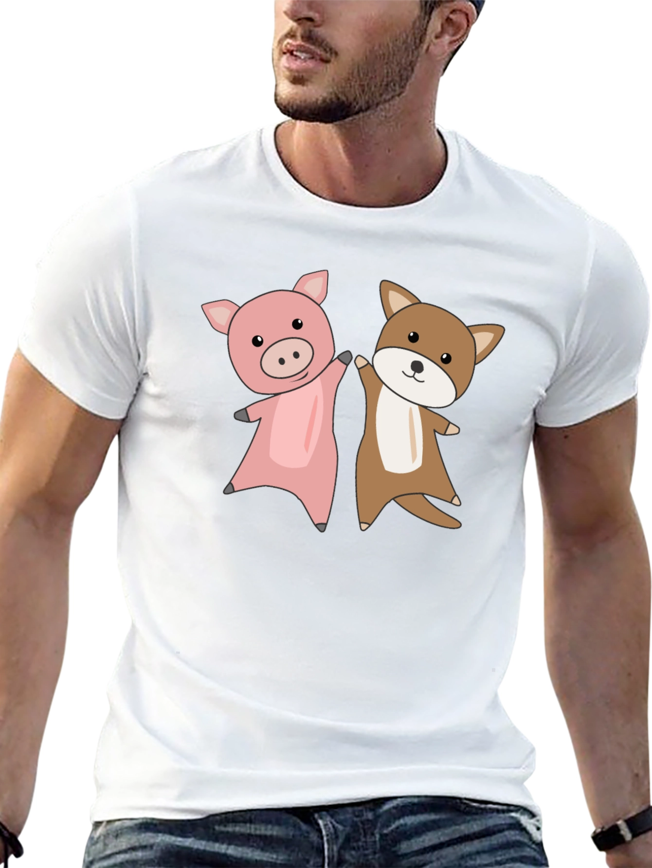 Pig and Dog Cartoon T-Shirt