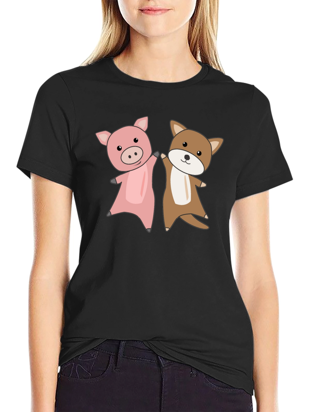 Pig and Dog Cartoon T-Shirt