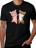 Pig and Dog Cartoon T-Shirt