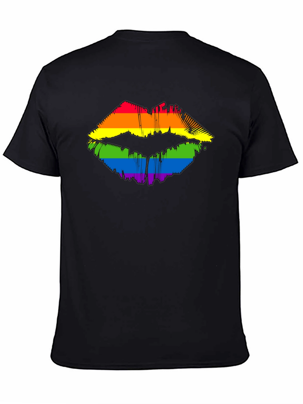 Pride Lips Graphic Tee - Black Cotton LGBT Shirt