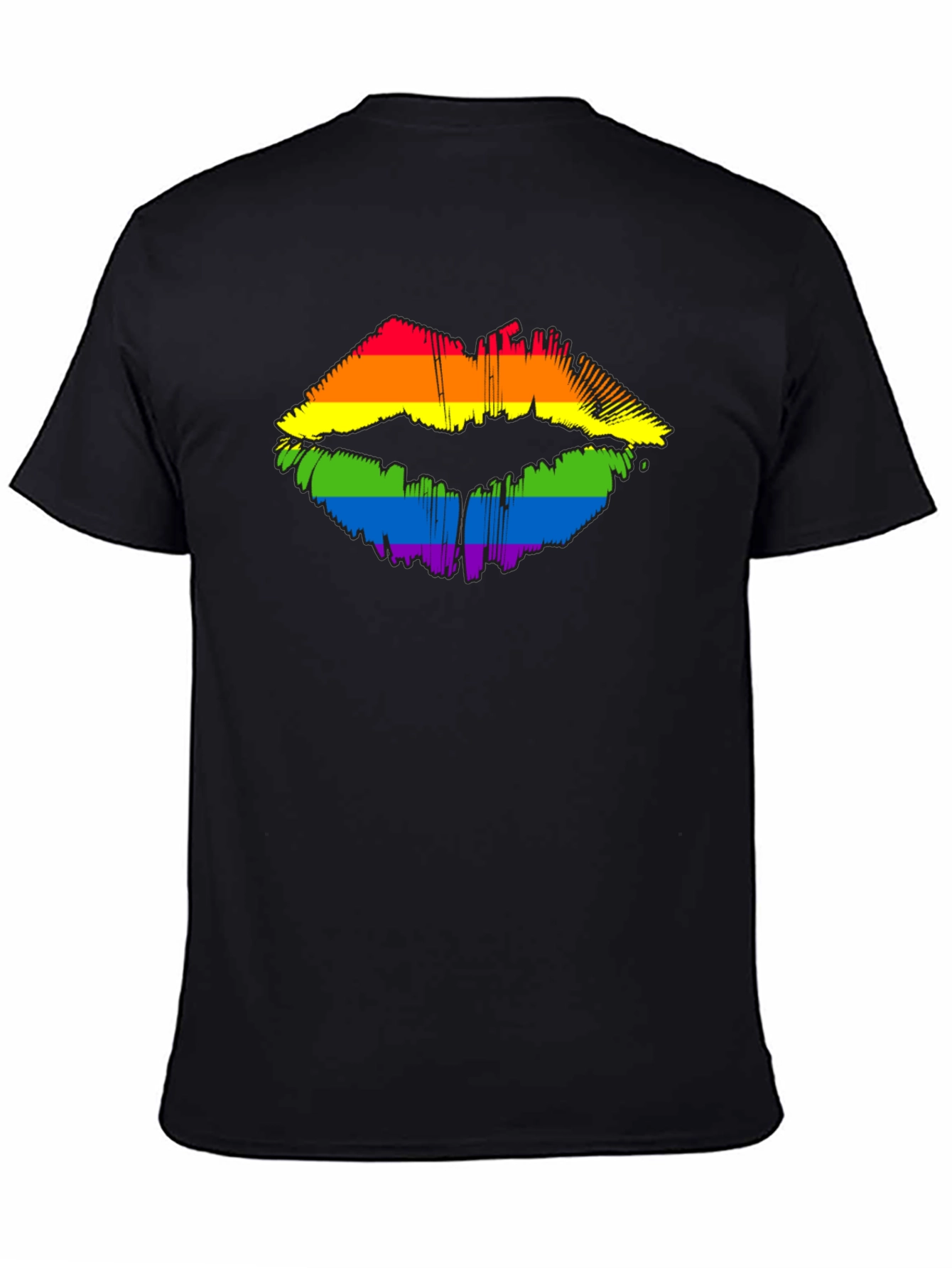 Pride Lips Graphic Tee - Black Cotton LGBT Shirt