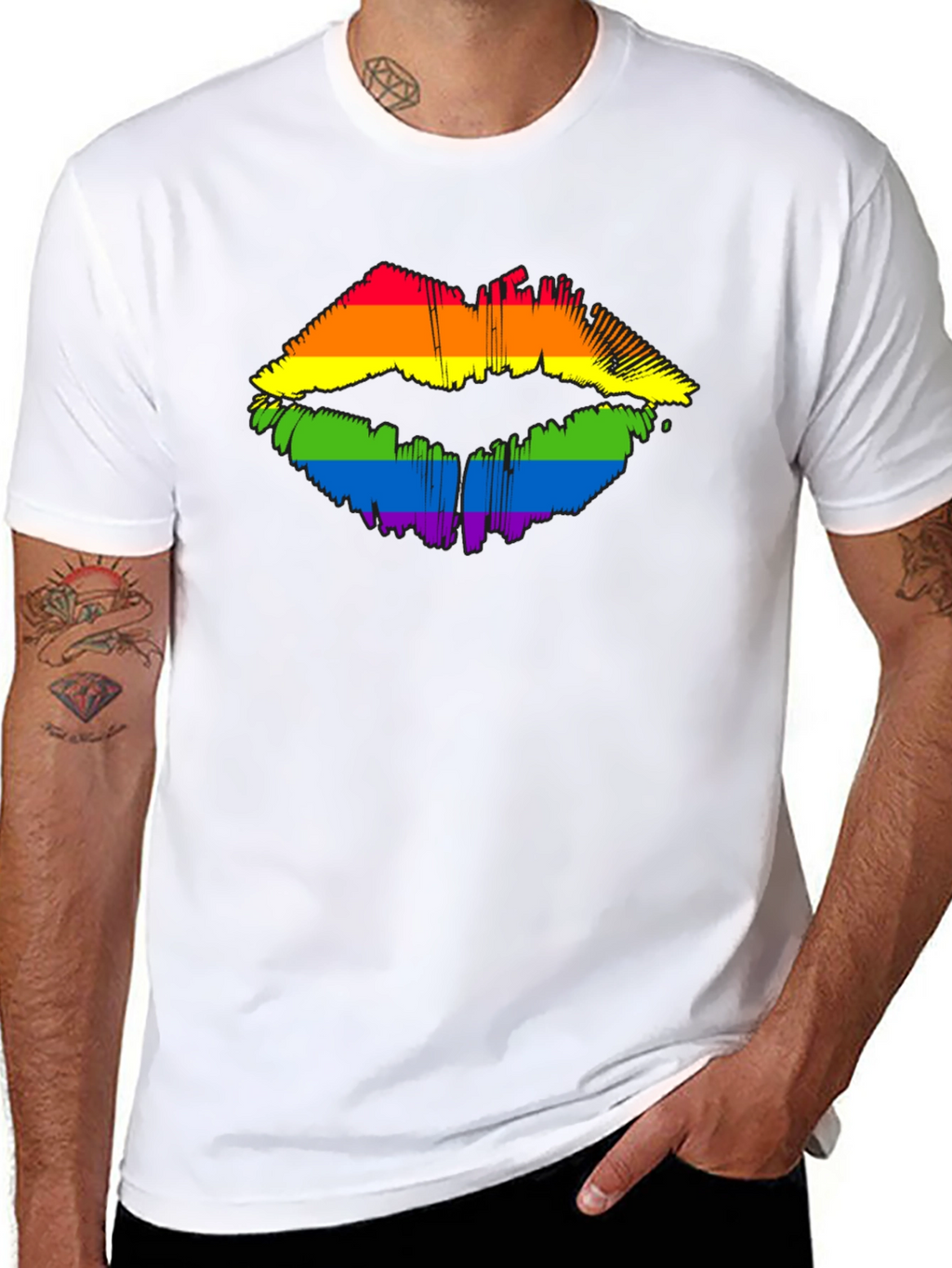 Pride Lips Graphic Tee - Black Cotton LGBT Shirt