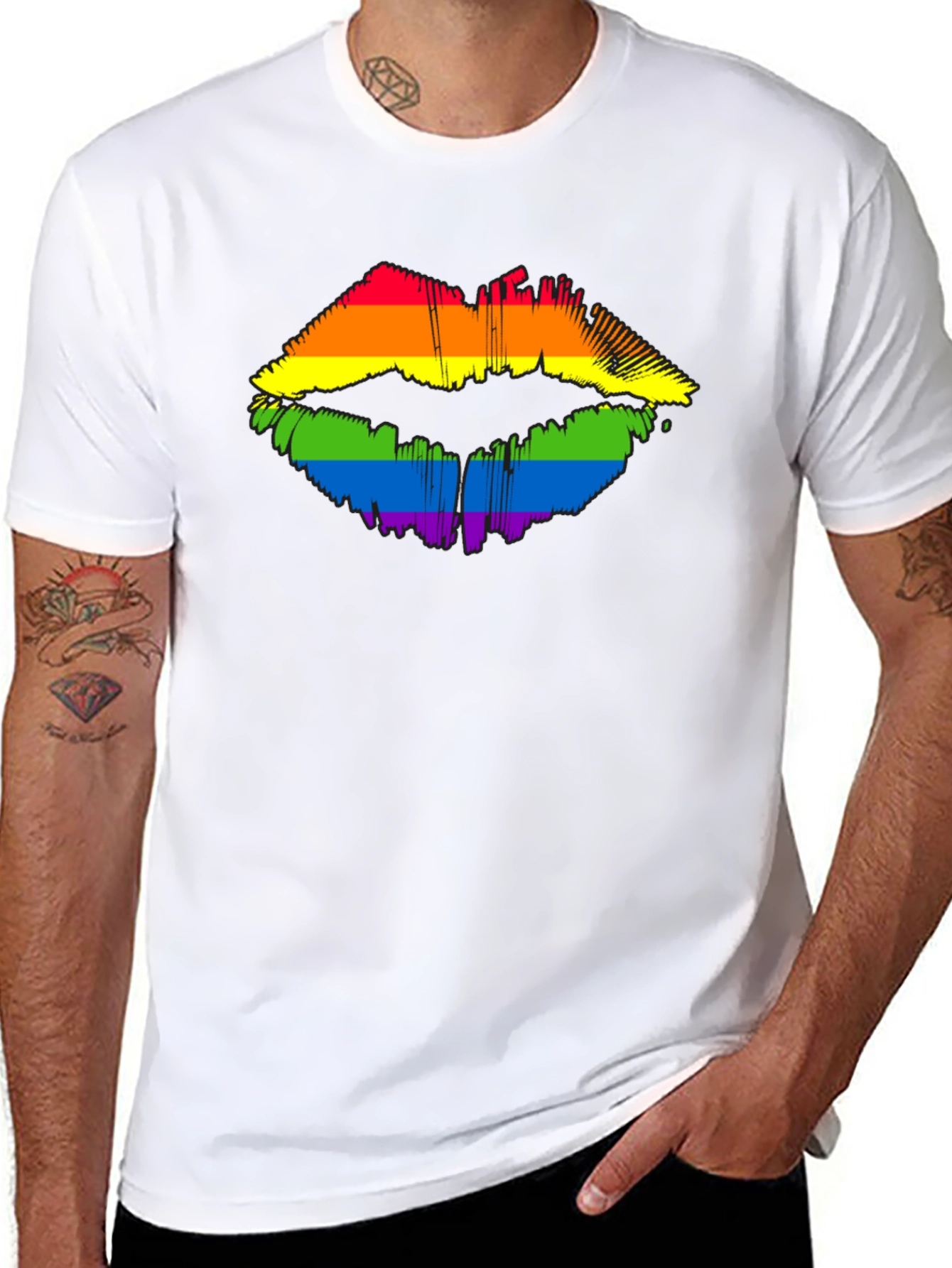 Pride Lips Graphic Tee - Black Cotton LGBT Shirt
