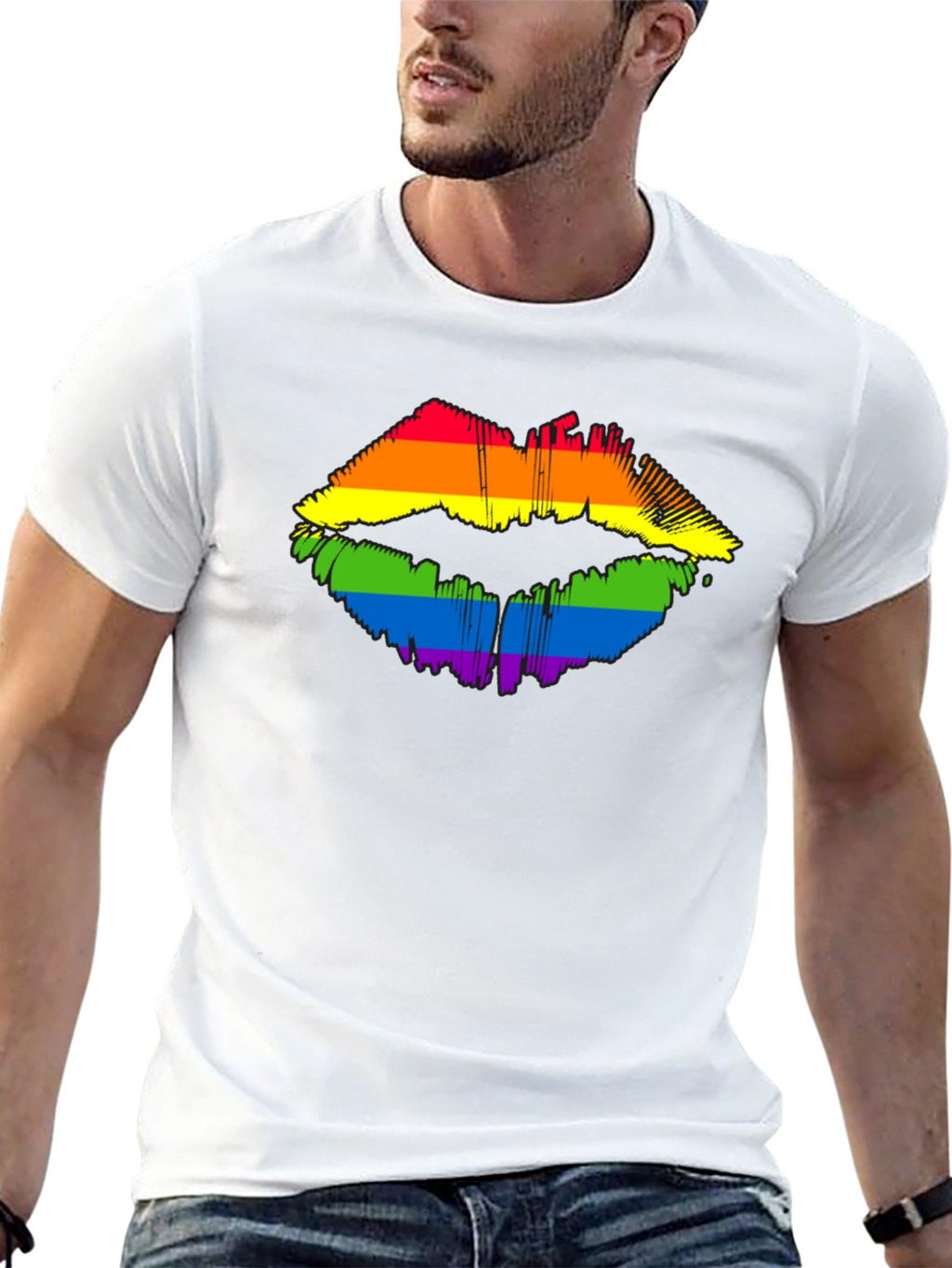 Pride Lips Graphic Tee - Black Cotton LGBT Shirt