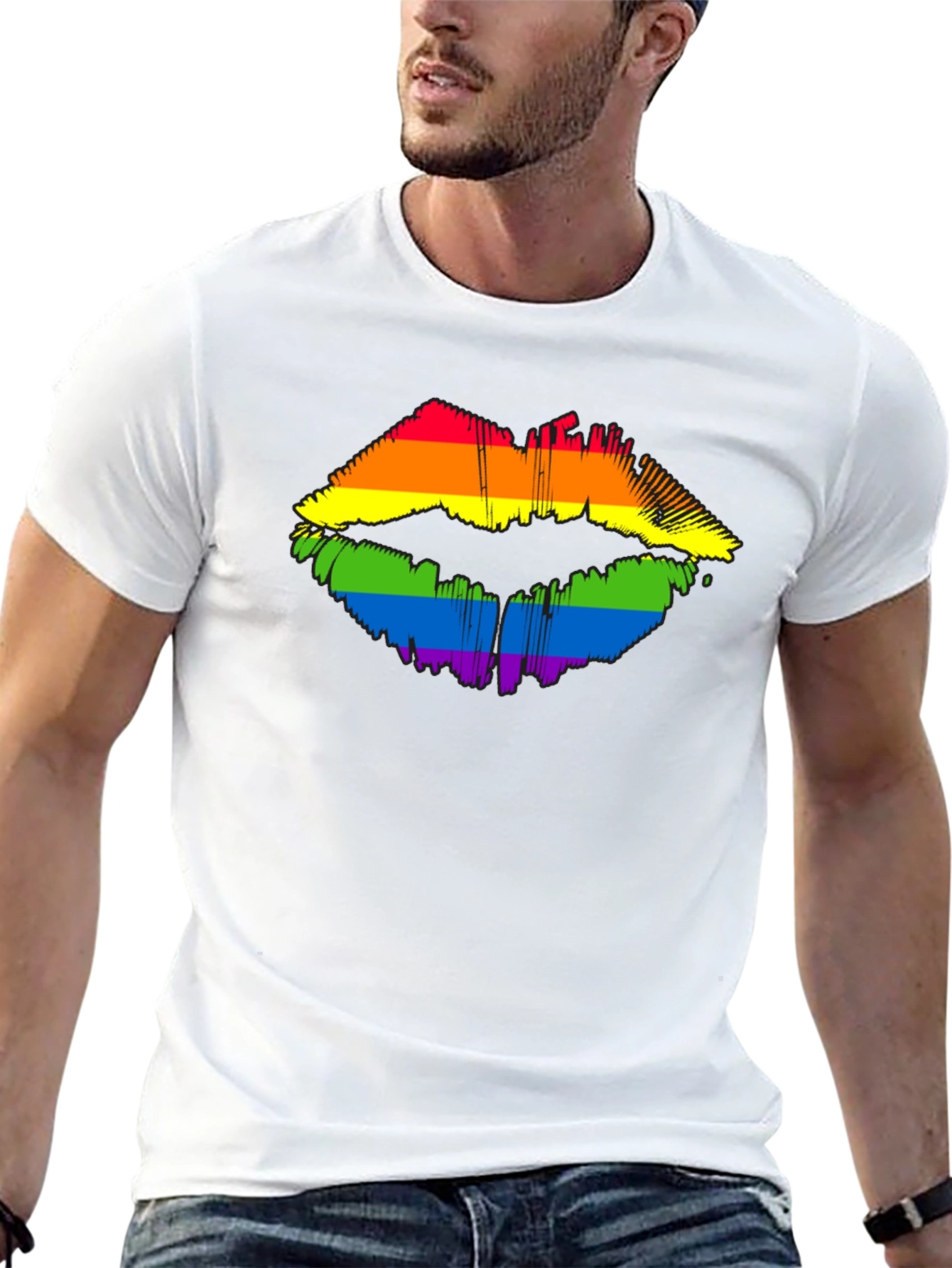 Pride Lips Graphic Tee - Black Cotton LGBT Shirt