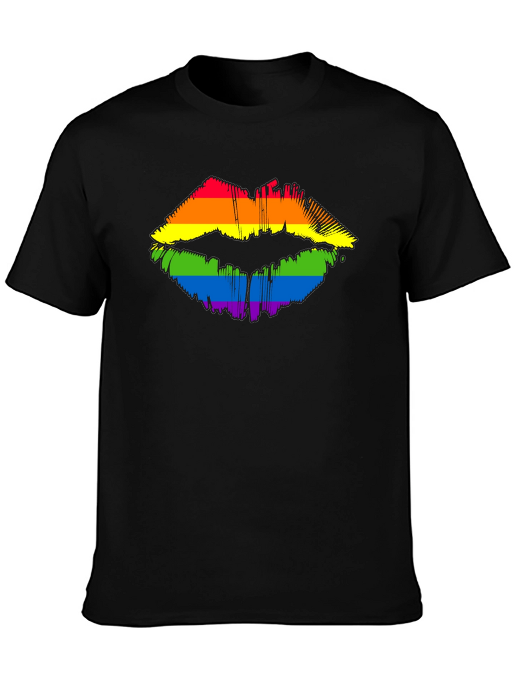 Pride Lips Graphic Tee - Black Cotton LGBT Shirt