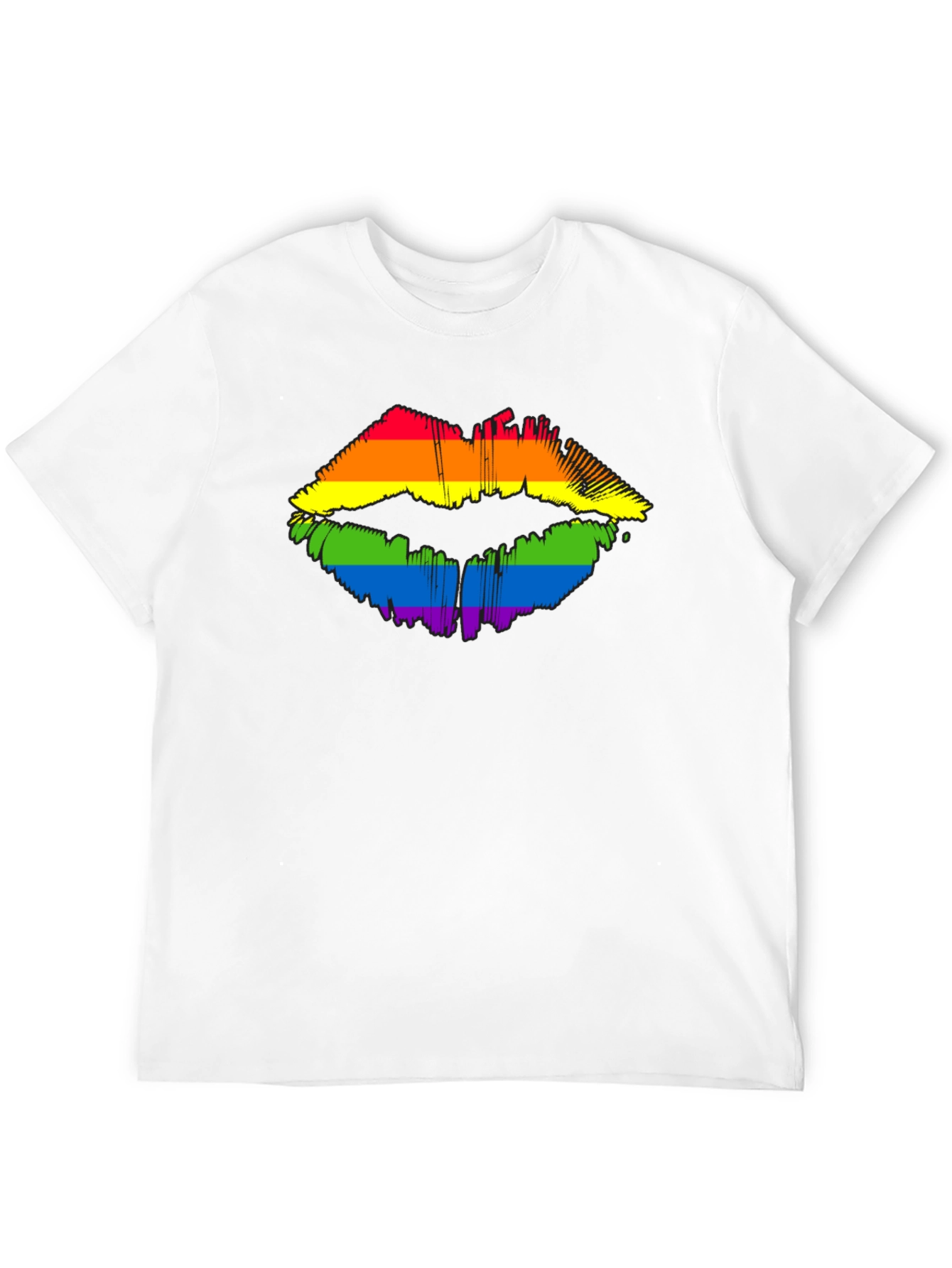 Pride Lips Graphic Tee - Black Cotton LGBT Shirt