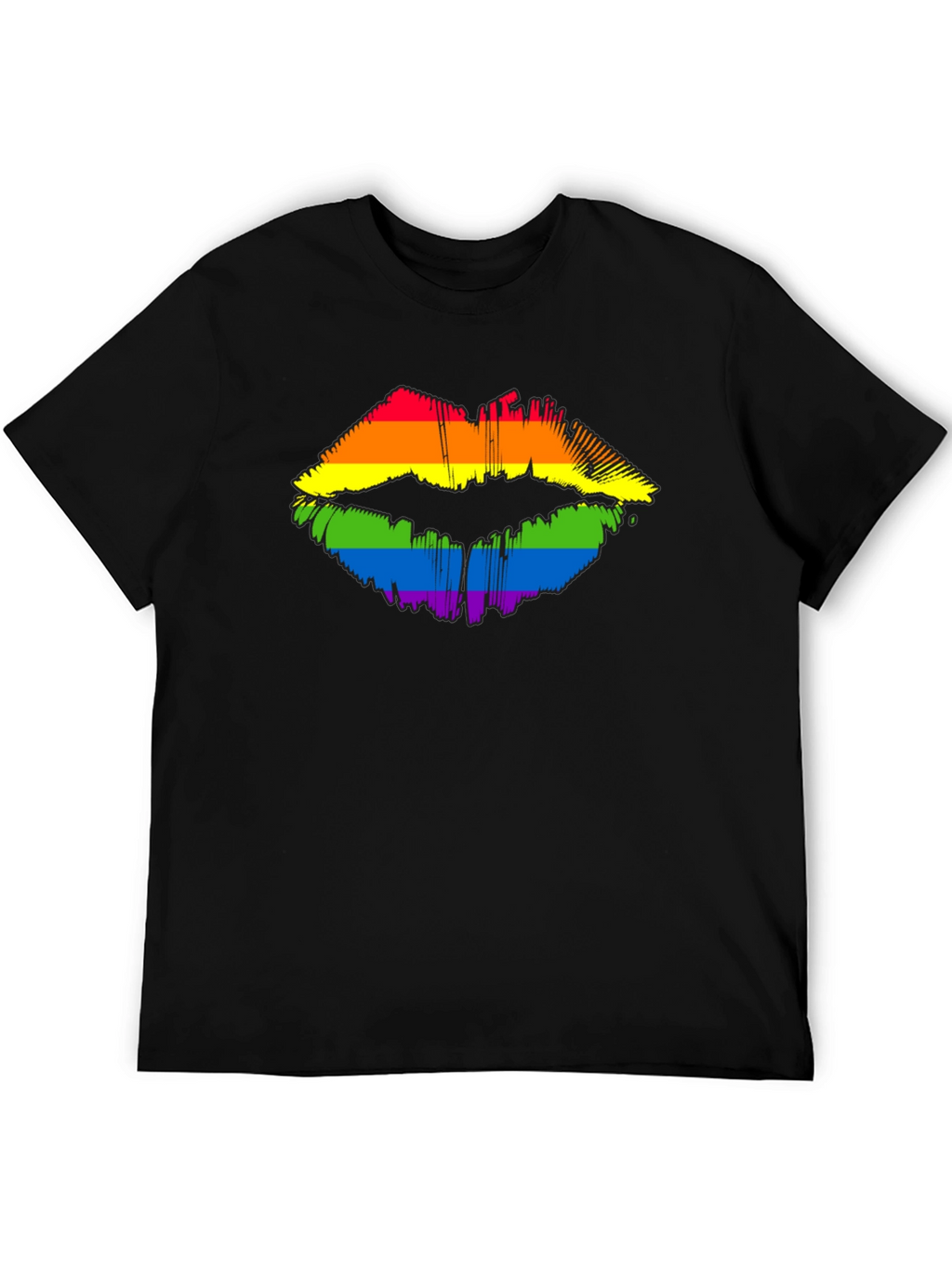 Pride Lips Graphic Tee - Black Cotton LGBT Shirt