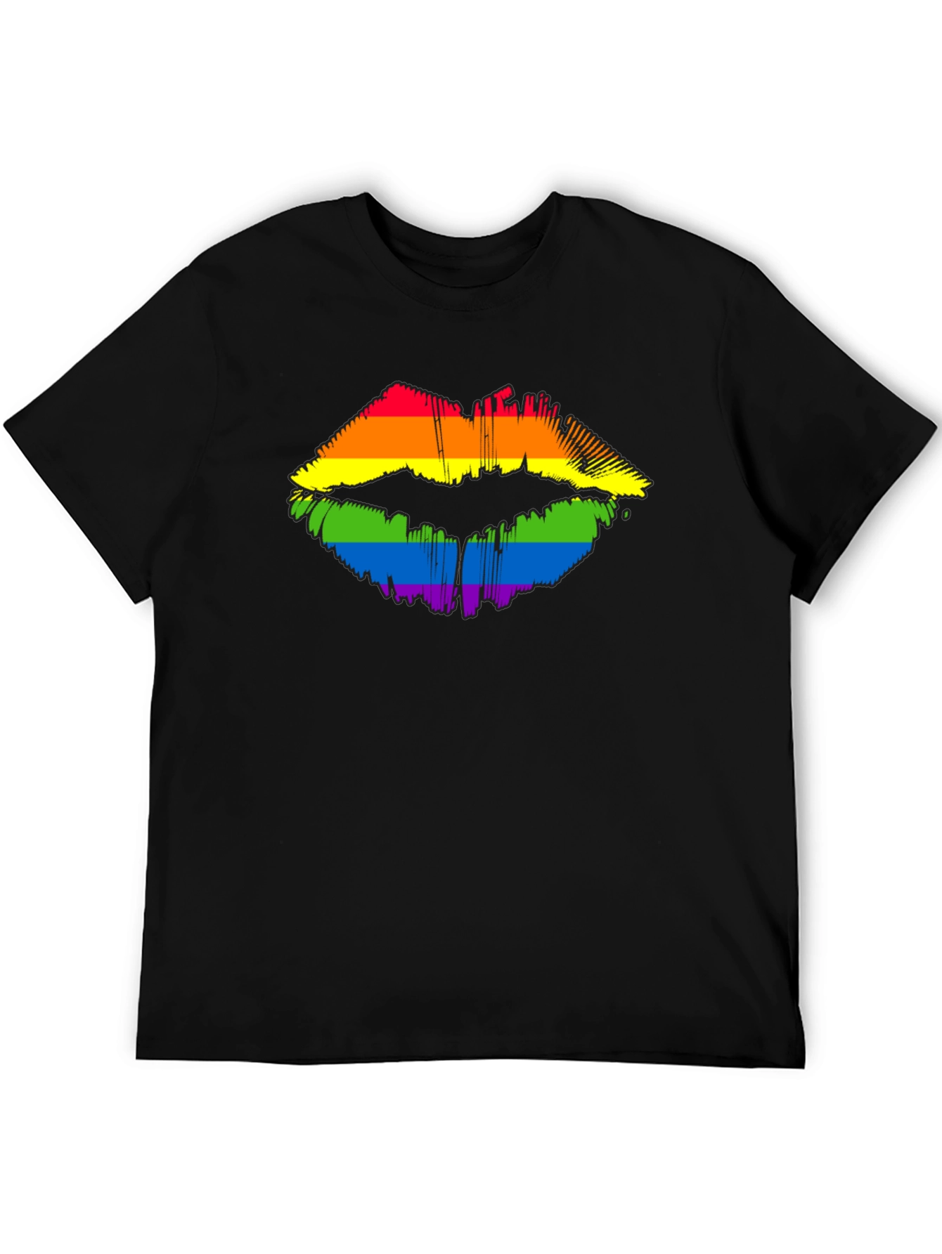 Pride Lips Graphic Tee - Black Cotton LGBT Shirt