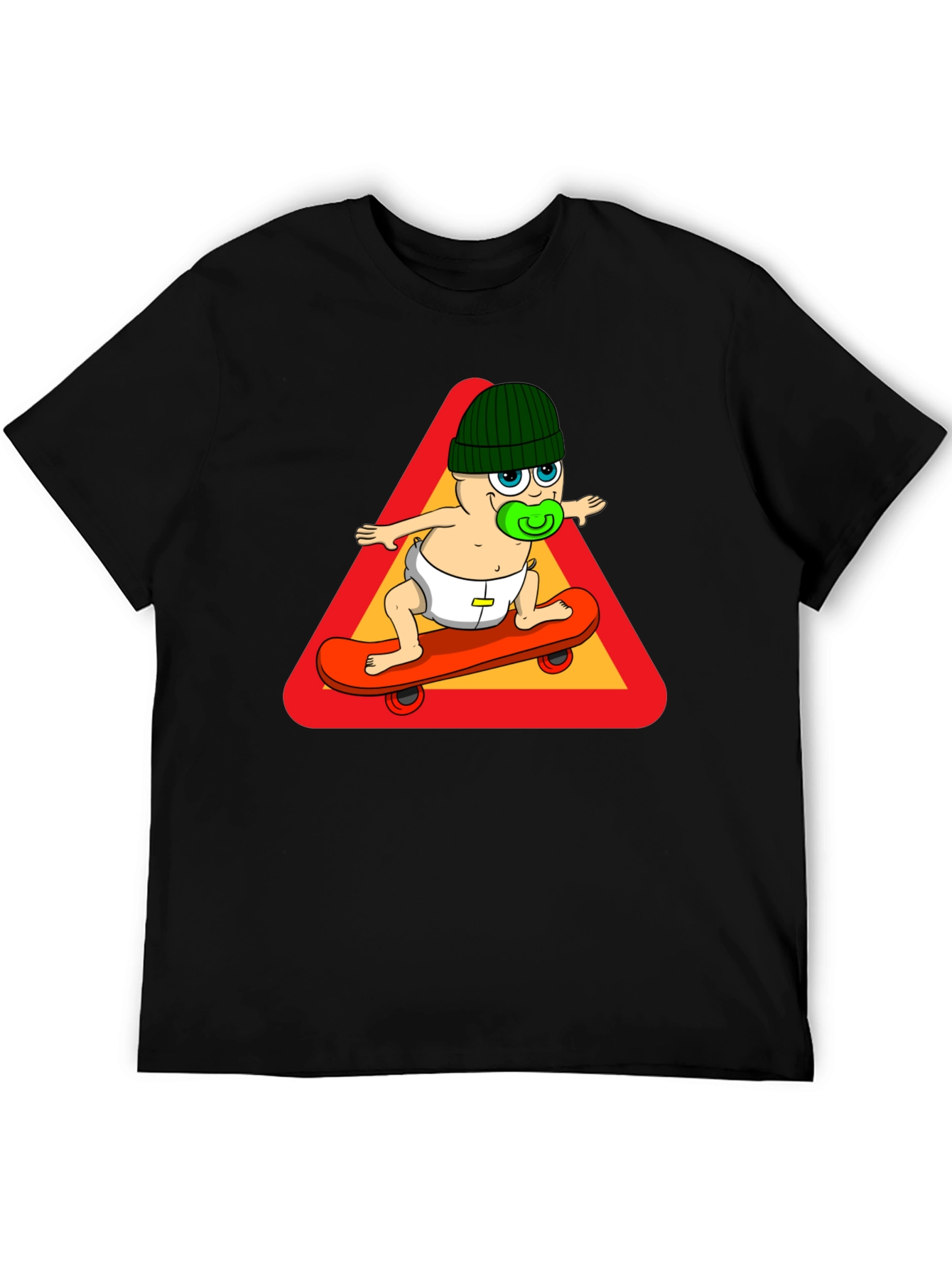 Baby on Skateboard T-Shirt - Black Cotton Tee