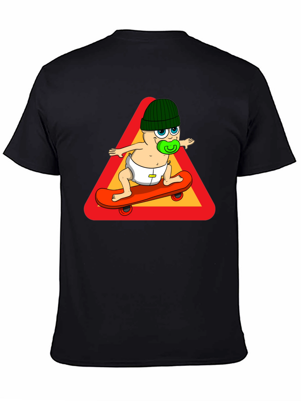 Baby on Skateboard T-Shirt - Black Cotton Tee