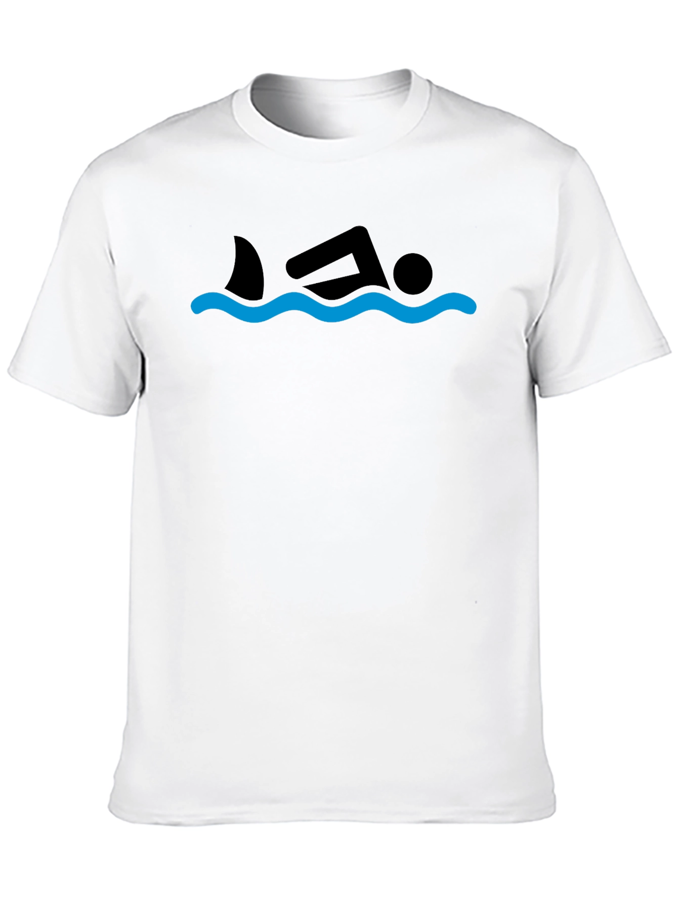 Shark Swimmer Graphic Tee - Black Cotton T-Shirt
