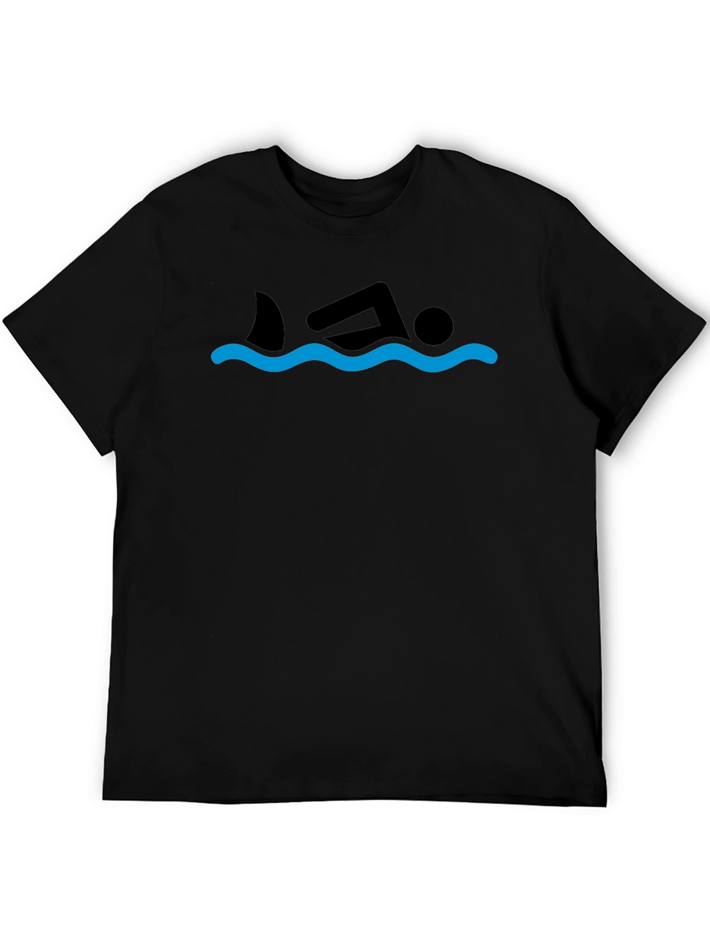 Shark Swimmer Graphic Tee - Black Cotton T-Shirt