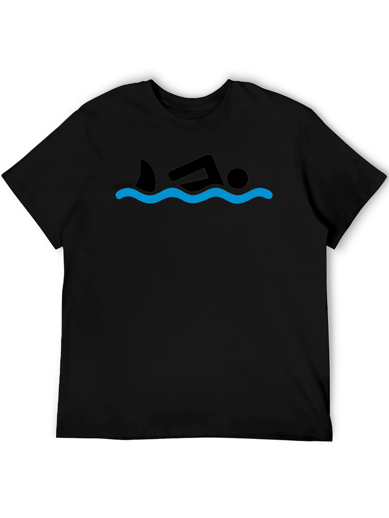Shark Swimmer Graphic Tee - Black Cotton T-Shirt