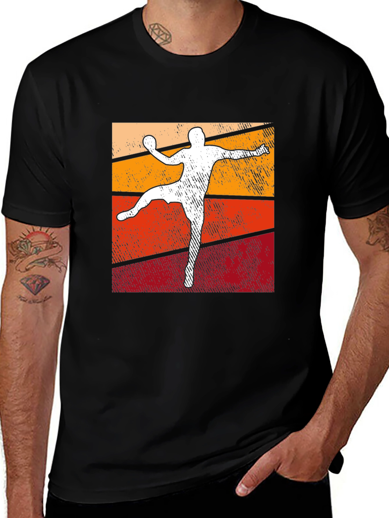 Retro Handball Player T-Shirt - Vintage Style
