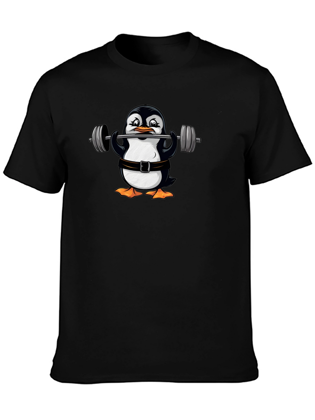 Penguin Lifting Weights Graphic T-Shirt